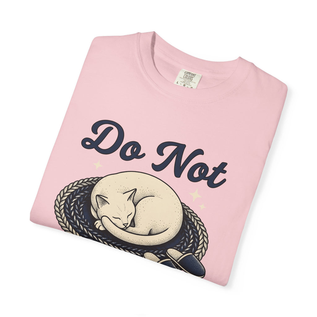 Napping Cat Shirt Cat Comfort Gift Women Retro Tee Kitten T-Shirt Cat Fan Vintage Tshirt Cozy Graphic Sketch House Shoes Tshirt