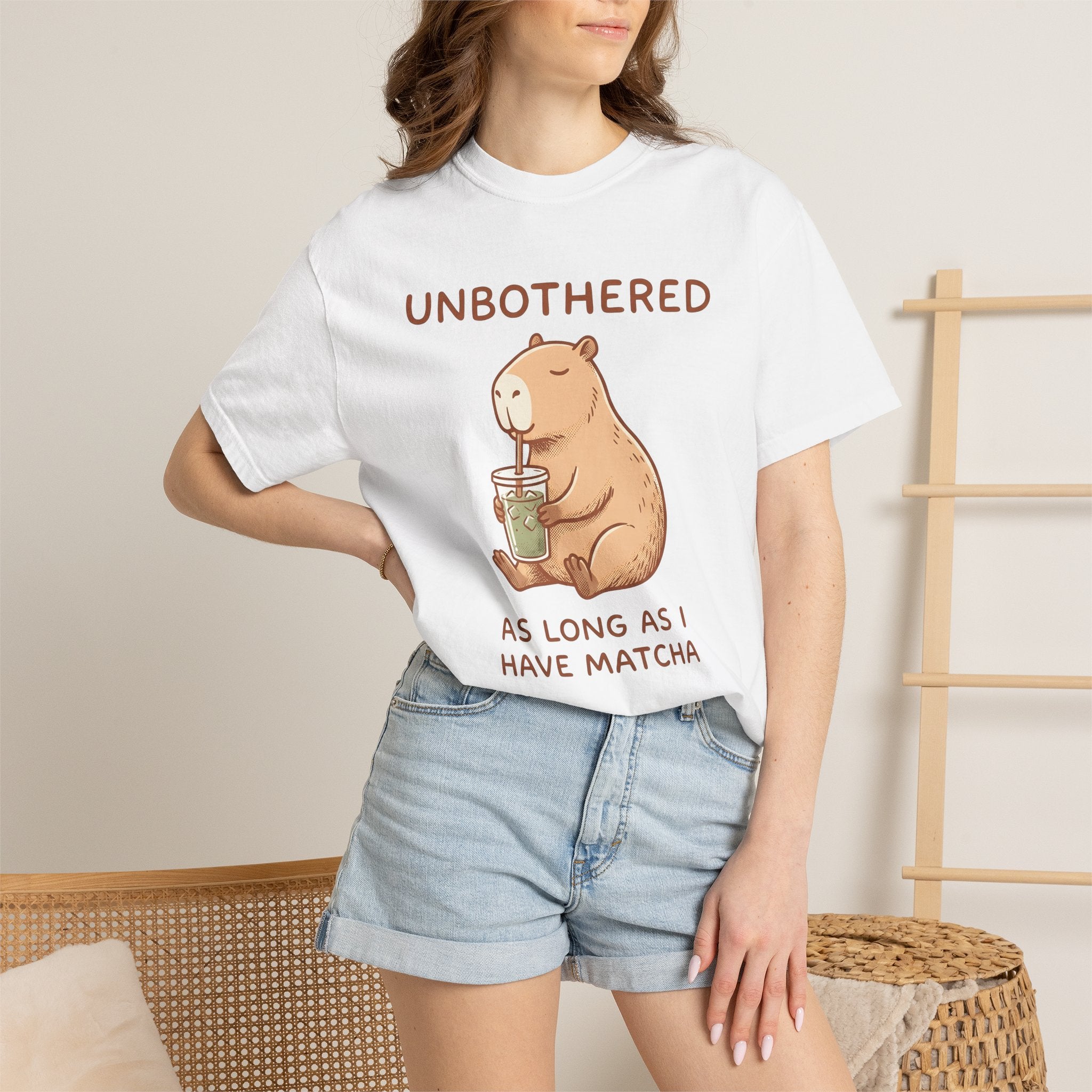 Capybara Drink Shirt Coffee Animal Gift Women Cute Tee Rodent T-Shirt Coffee Fan Wildlife Graphic Tshirt Hand Drawn Matcha Cup Tshirt