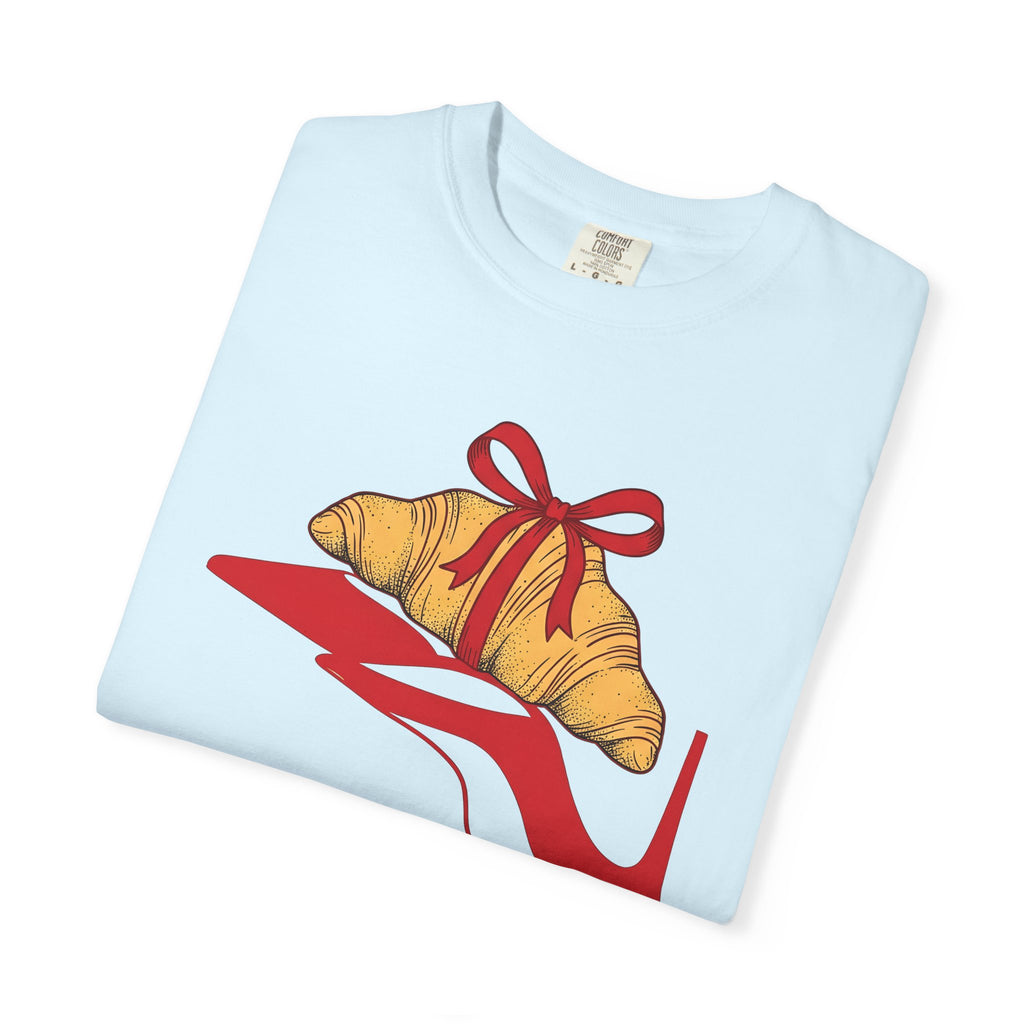 Croissant Gift Shirt Desserts Clothing Gift Women Cartoon Tee Pastry T-Shirt Dessert Fan Comic Tshirt Apparel Graphic Clean High Heel Shoe