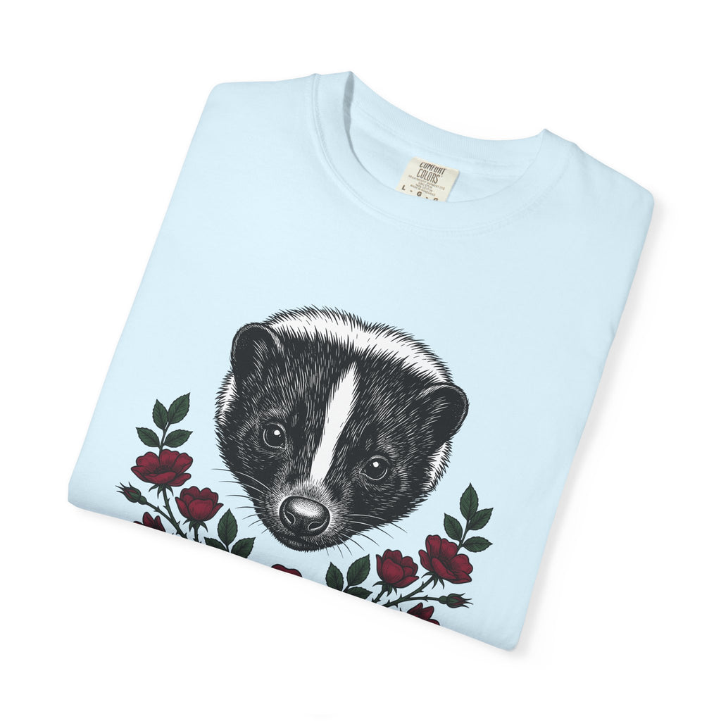 Skunk Face Shirt Animal Nature Gift Women Hand Drawn Tee Stinkpot T-Shirt Wildlife Fan Illustrated Graphic Design Vintage Floral Tshirt