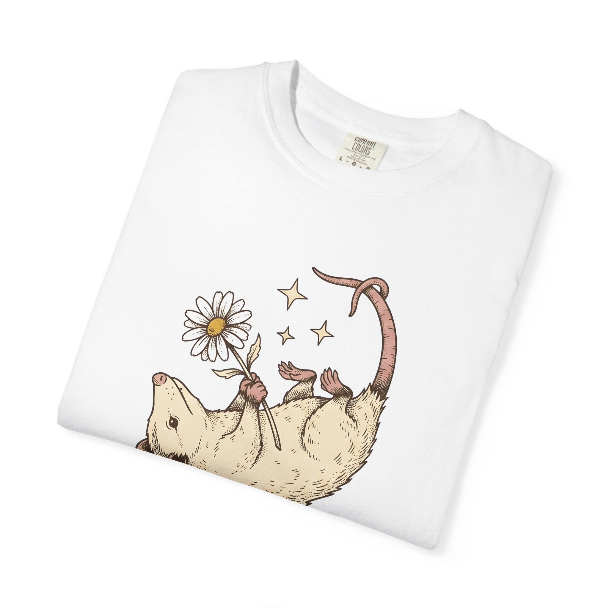 Possum Bloom Shirt Valentine Nature Gift Women Line Art Tee Opossum T-Shirt Cupid Fan Minimalist Tshirt Wildlife Graphic Rustic Twinkles