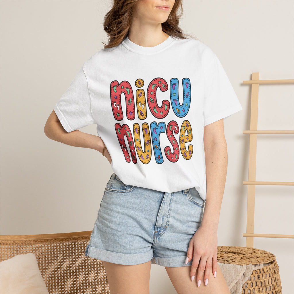 Baby Footprint Initials Shirt Nurse Clinic Gift Women Joyful Tee Baby Letters T-Shirt Rn Fan Baby Monogram Tshirt Medical Graphic Line Art