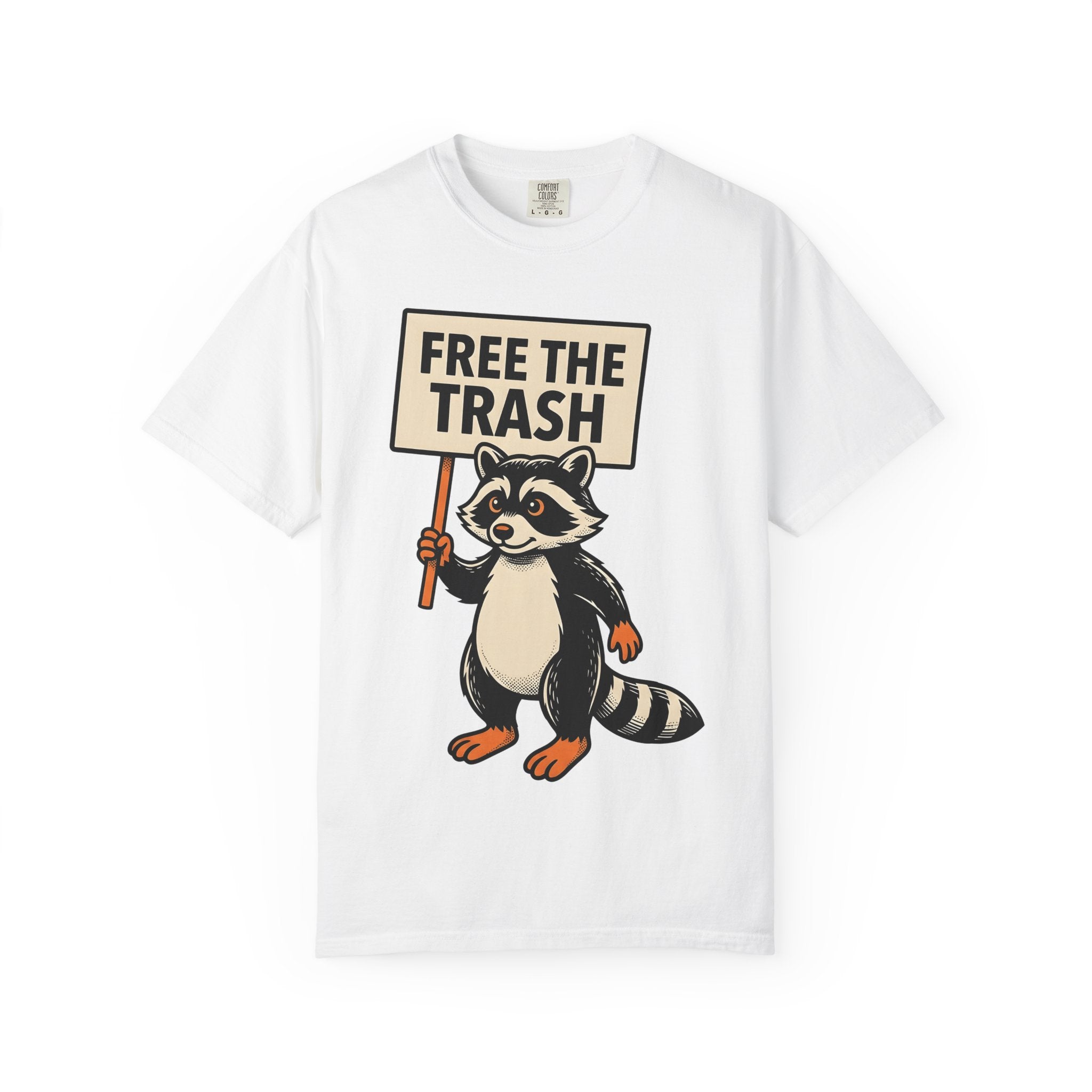 Raccoon Cartoon Shirt Funny Animal Gift Women Bold Graphic Tee Trash Panda T-Shirt Humor Fan Graphic Design Illustration Vintage Protest