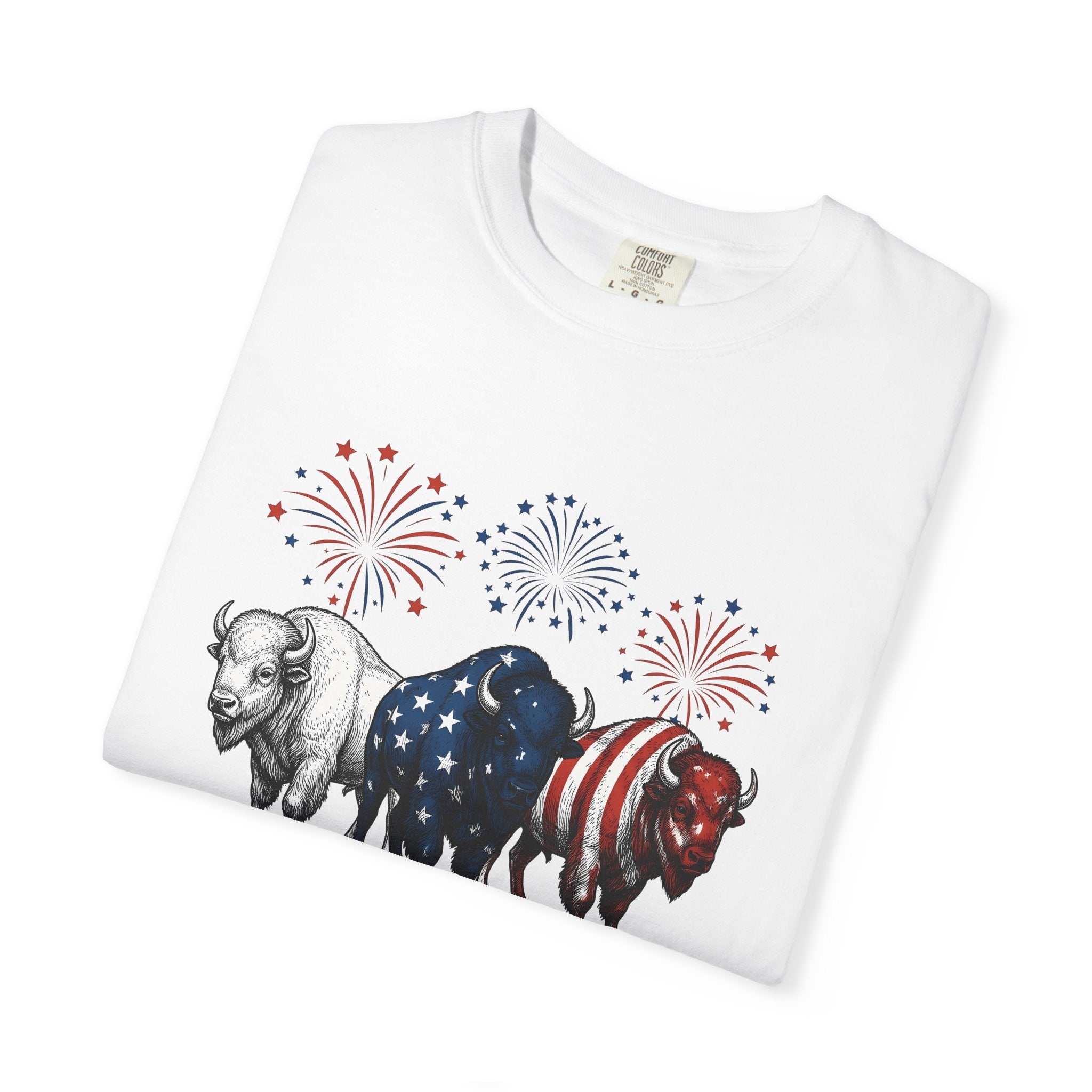 Liberty Bison Shirt America Ranch Gift Women Classic Tee Bison T-Shirt Patriot Fan Buffalo Tshirt Ranch Graphic Doodle Pyrotechnics Tshirt
