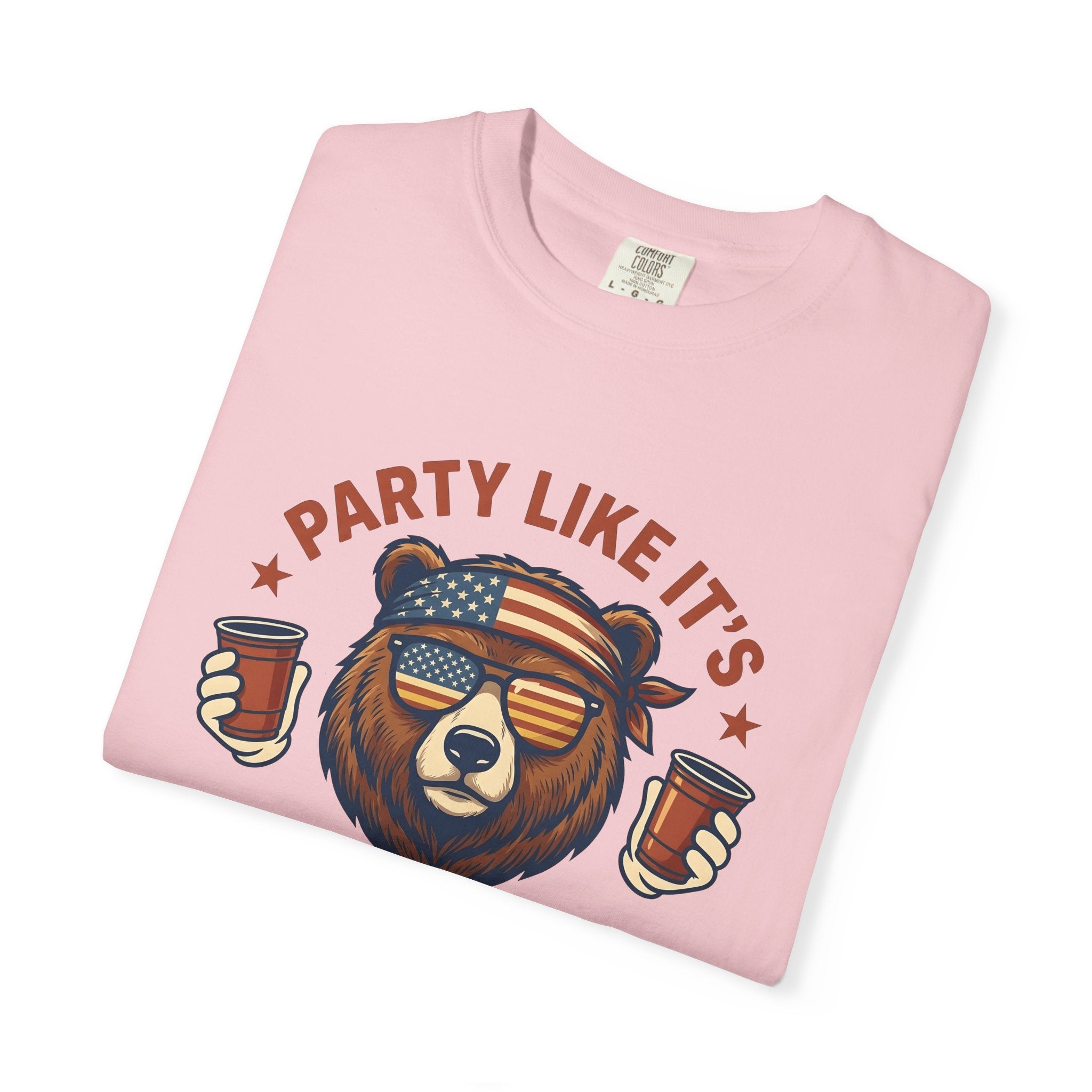 Bear Sunglasses Shirt America Patriotic Gift Women Vintage Tee Teddy T-Shirt Independence Fan Distressed Graphic Retro American Flag Tshirt