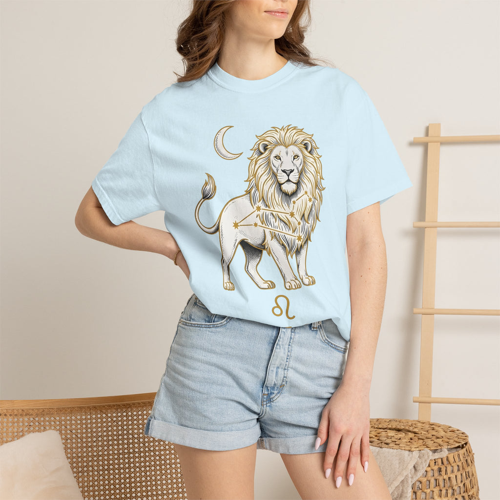 Lion Zodiac Shirt Boho Chic Astrology Gift Women Celestial Tee Leo T-Shirt Bohemian Fan Cosmic Tshirt Zodiac Graphic Vintage Moon Tshirt