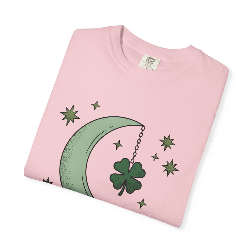 Crescent Moon Shirt St. Patrick's Day Celestial Gift Women Boho Tee Lunar T-Shirt Irish Fan Bohemian Tshirt Galaxy Graphic Minimalist