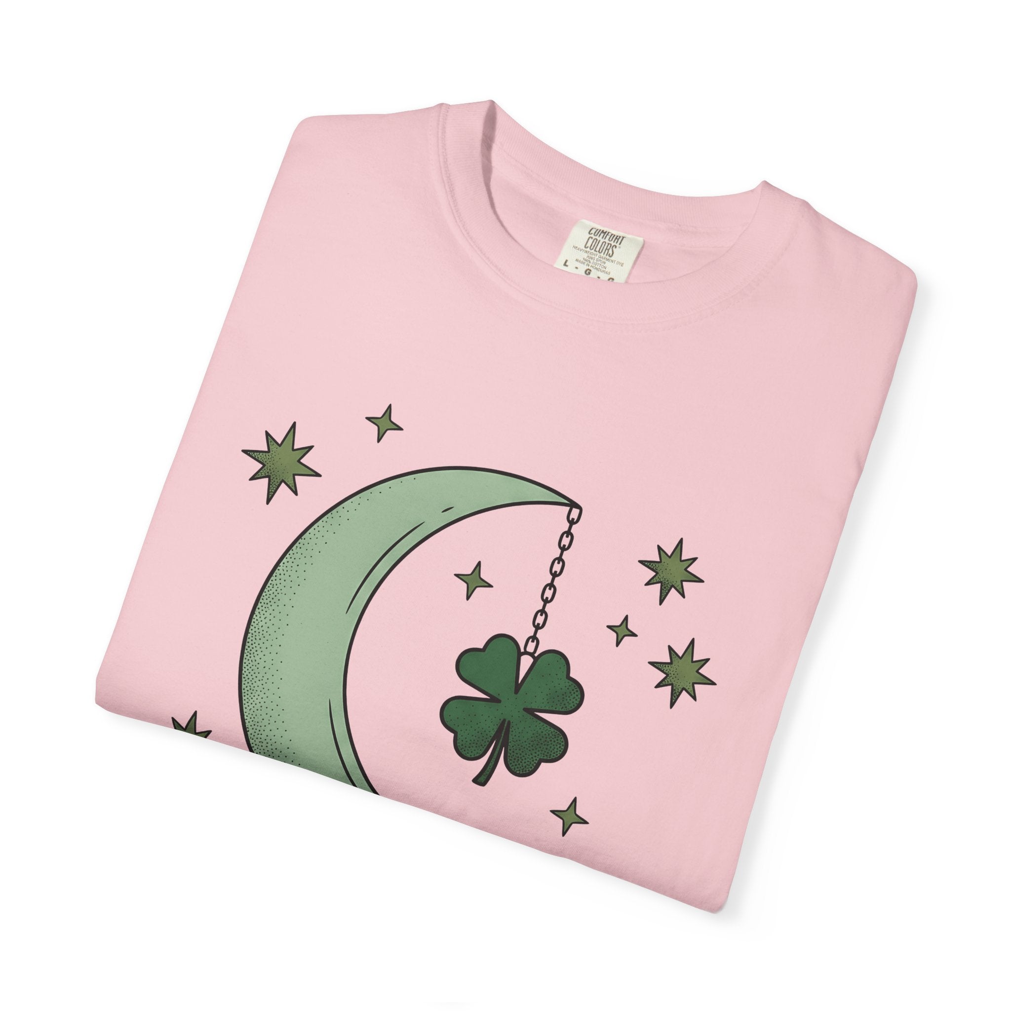Crescent Moon Shirt St. Patrick's Day Celestial Gift Women Boho Tee Lunar T-Shirt Irish Fan Bohemian Tshirt Galaxy Graphic Minimalist