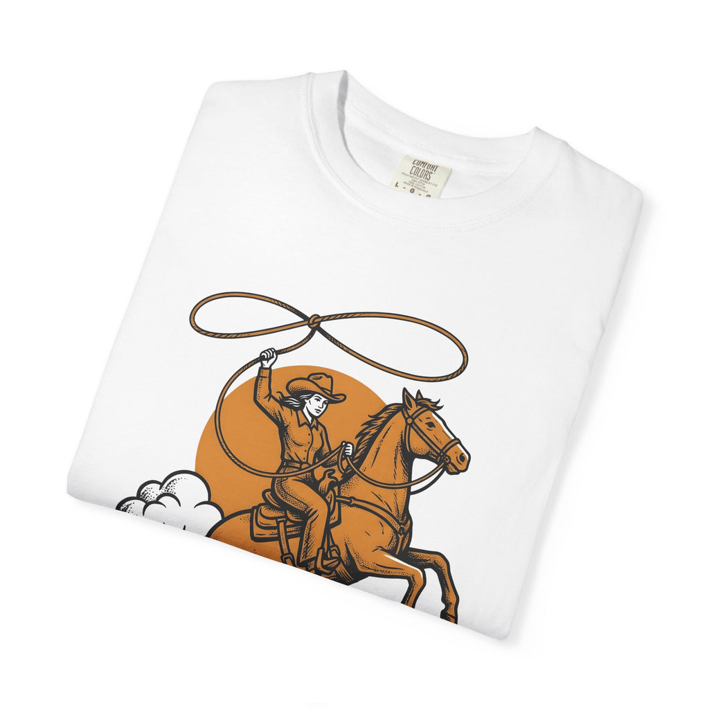 Cowgirl Horse Shirt Cowgirl Ranch Gift Women Sketch Tee Horseback T-Shirt Cowgirl Fan Drawing Graphic Cartoon Cowpoke Rope Tshirt