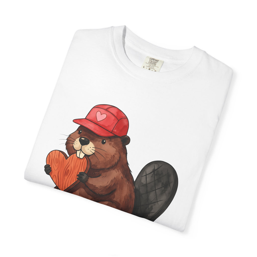 Beaver Shirt Valentine Fauna Gift Women Sweet Tee Dam T-Shirt Cupid Fan Cute Tshirt Wildlife Graphic Animation Heart Shape Tshirt