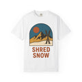 Alpine Skis Shirt Skiing Exploration Gift Women Hand Drawn Tee Skis T-Shirt Skier Fan Illustrated Tshirt Adventure Graphic Sketch Sunshine