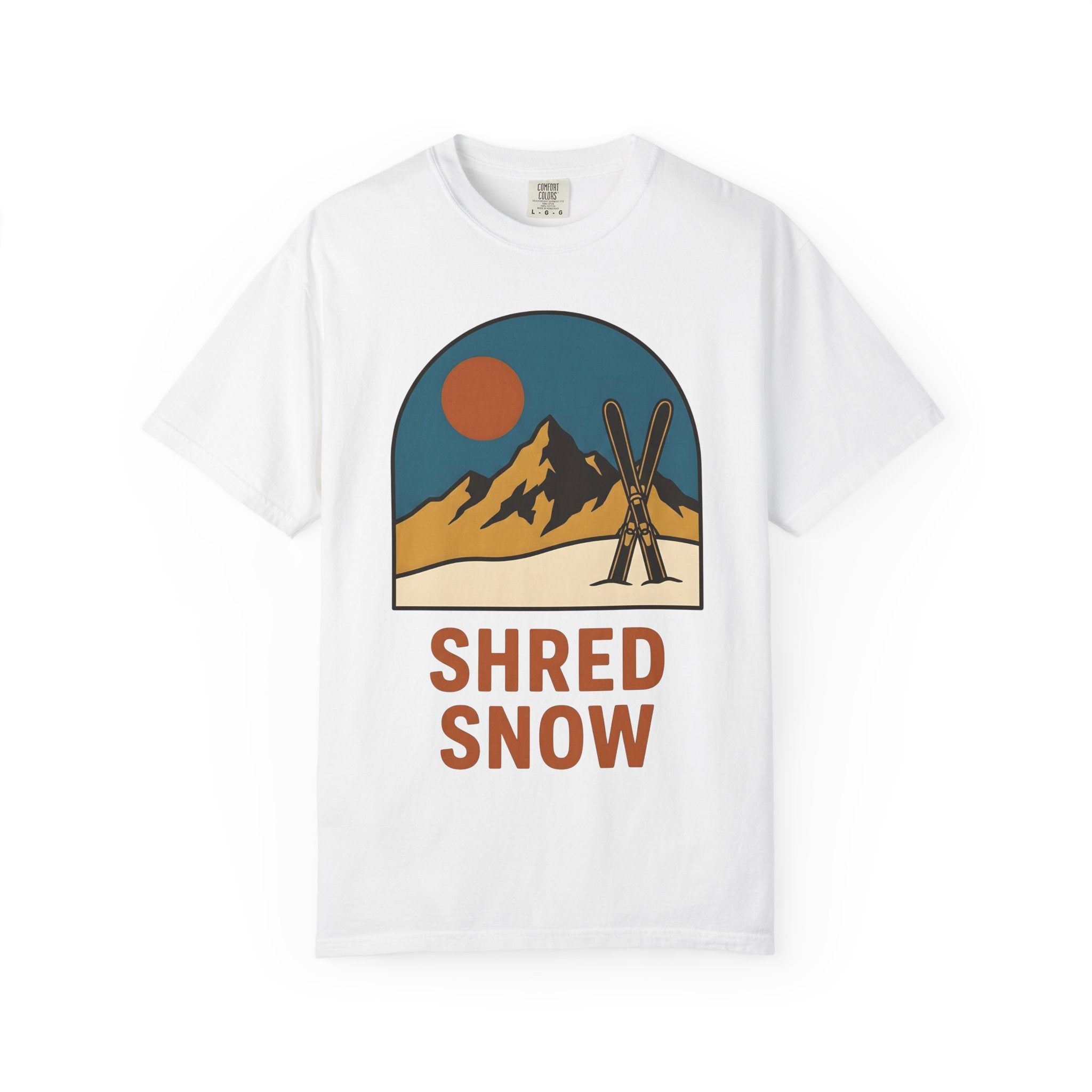 Alpine Skis Shirt Skiing Exploration Gift Women Hand Drawn Tee Skis T-Shirt Skier Fan Illustrated Tshirt Adventure Graphic Sketch Sunshine