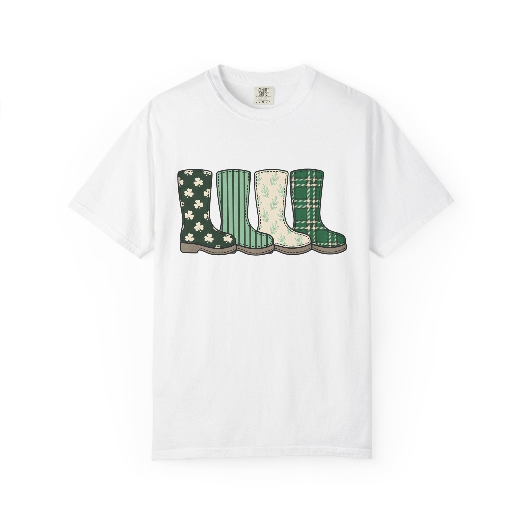Rain Boots Shirt St. Patrick's Day Holiday Gift Women Farmhouse Tee Wellies T-Shirt Patrick's Day Fan Rustic Tshirt Celebration Graphic