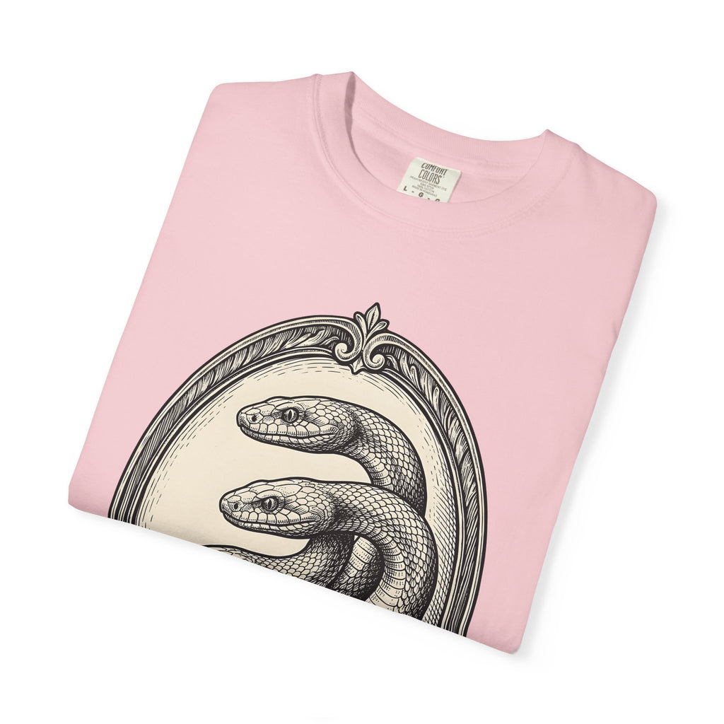 Tri Head Snake Shirt Boho Chic Eerie Gift Women Illustrative Tee Serpent T-Shirt Bohemian Fan Artistic Tshirt Spooky Graphic Sketch Ornate