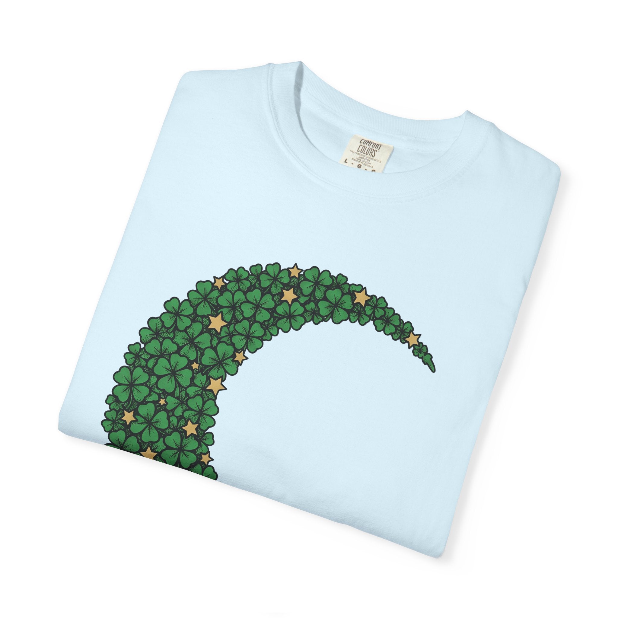 Clover Moon Shirt St. Patrick's Day Astrology Gift Women Hippie Tee Shamrock T-Shirt Luck Fan Bohemian Tshirt Zodiac Graphic Simple Sparkles