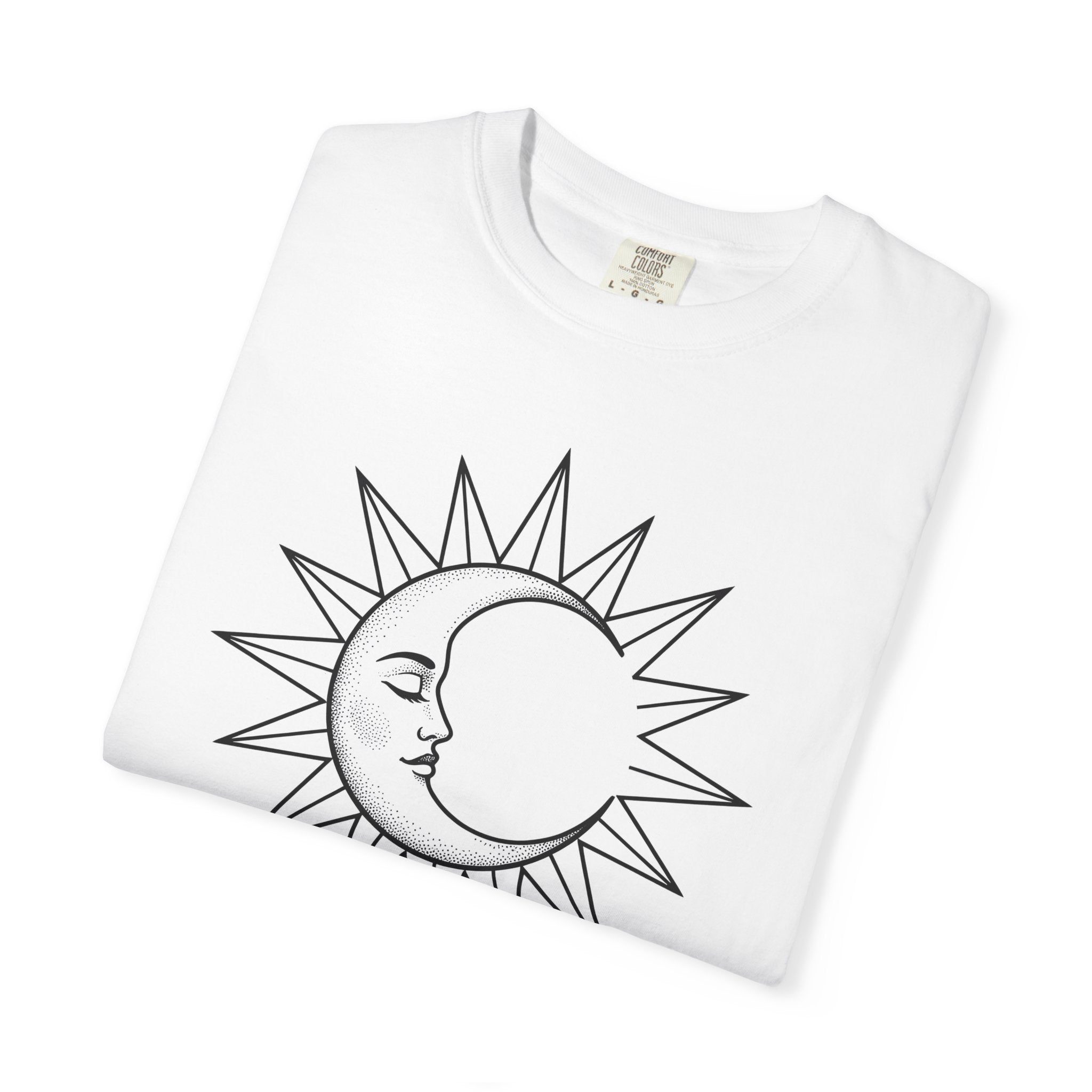 Sun Moon Shirt Boho Chic Celestial Gift Women Line Art Tee Solar T-Shirt Bohemian Fan Simple Tshirt Galaxy Graphic Minimalist Crystals