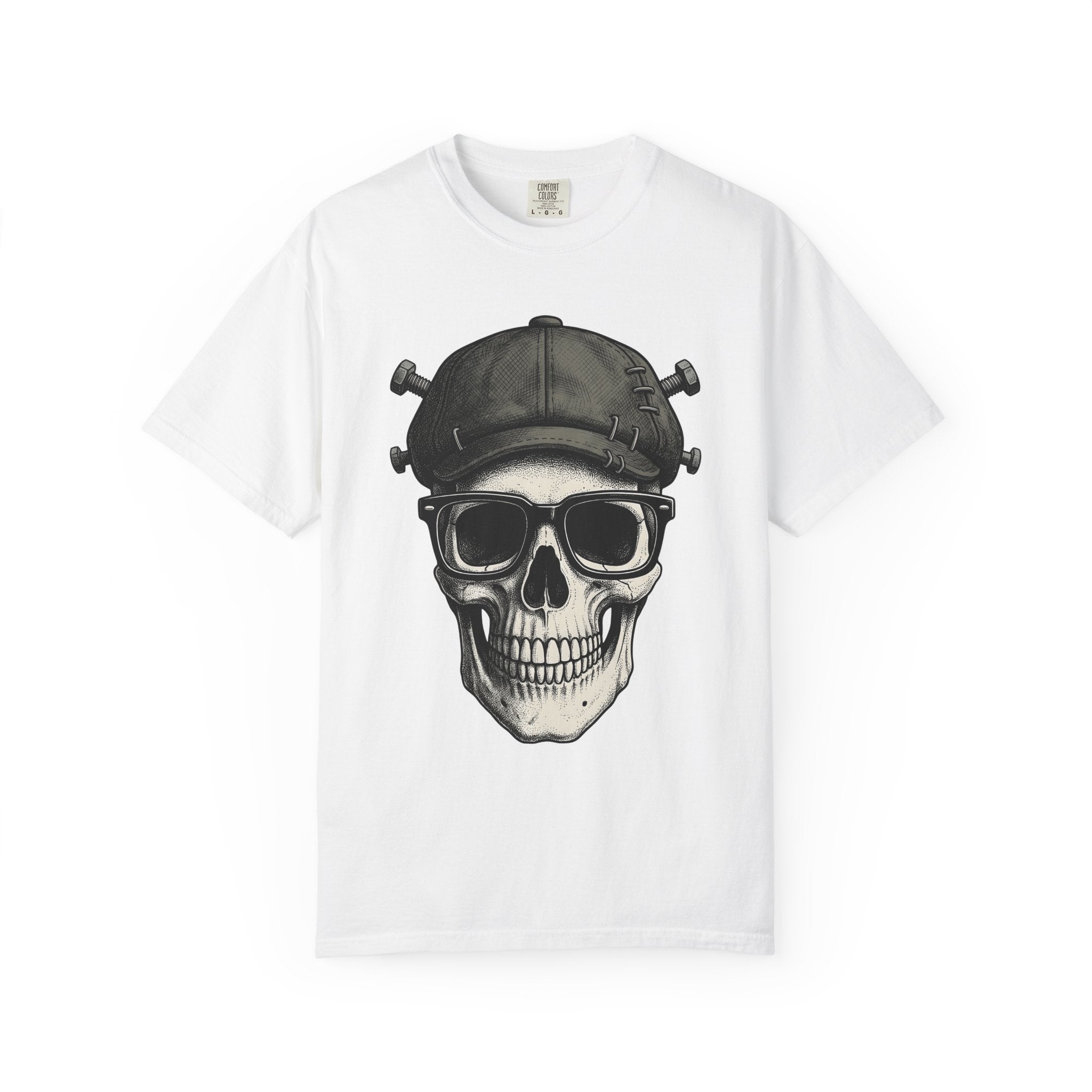 Skull Beanie Shirt Halloween Macabre Gift Women Skin Art Tee Beanie T-Shirt Horror Fan Tattoo Tshirt Dark Graphic Old School Shades Tshirt