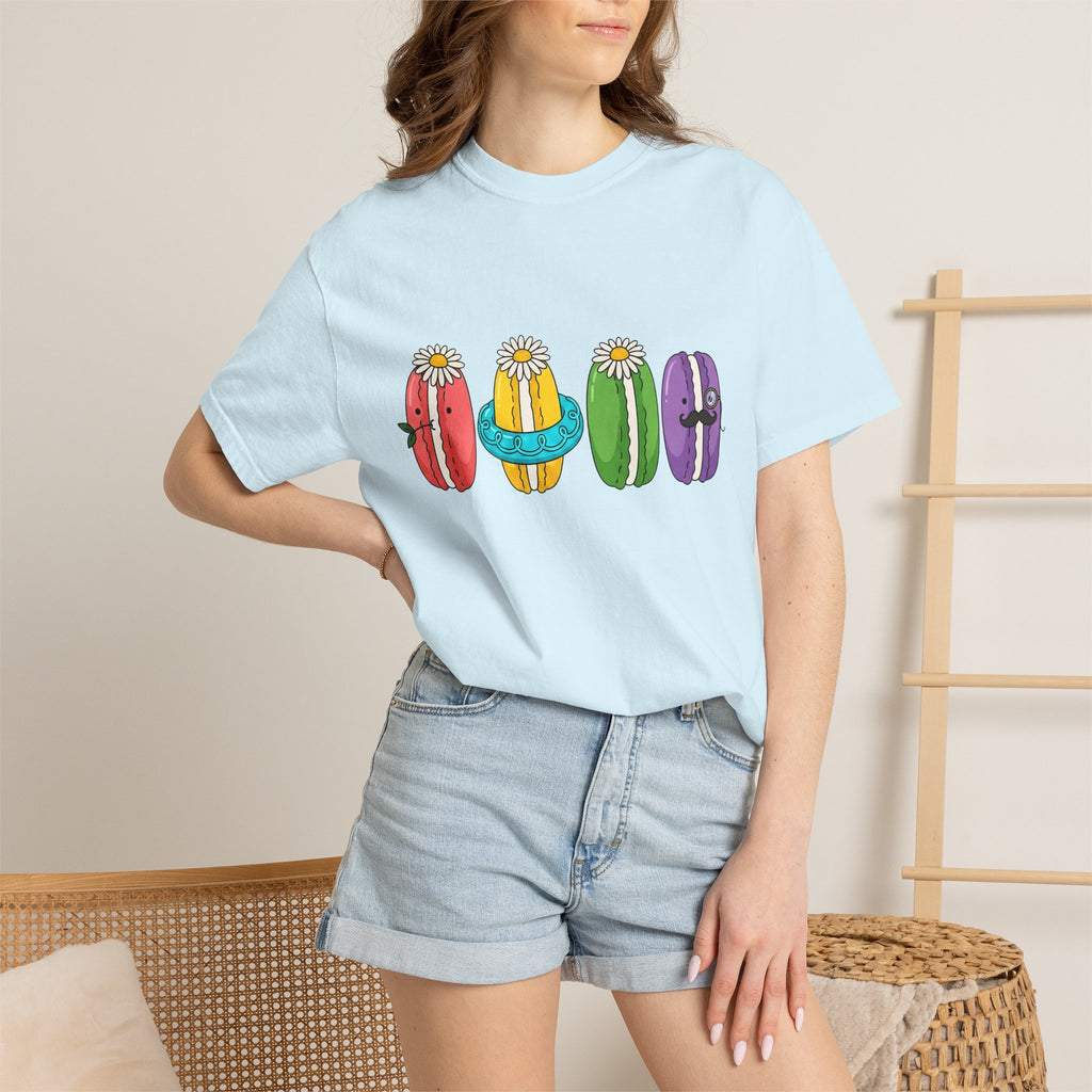 Cute Macarons Shirt Desserts Food Gift Women Kawaii Tee Macaron T-Shirt Pastry Fan Mochi Tshirt Foodie Graphic Cartoon Flowers Tshirt