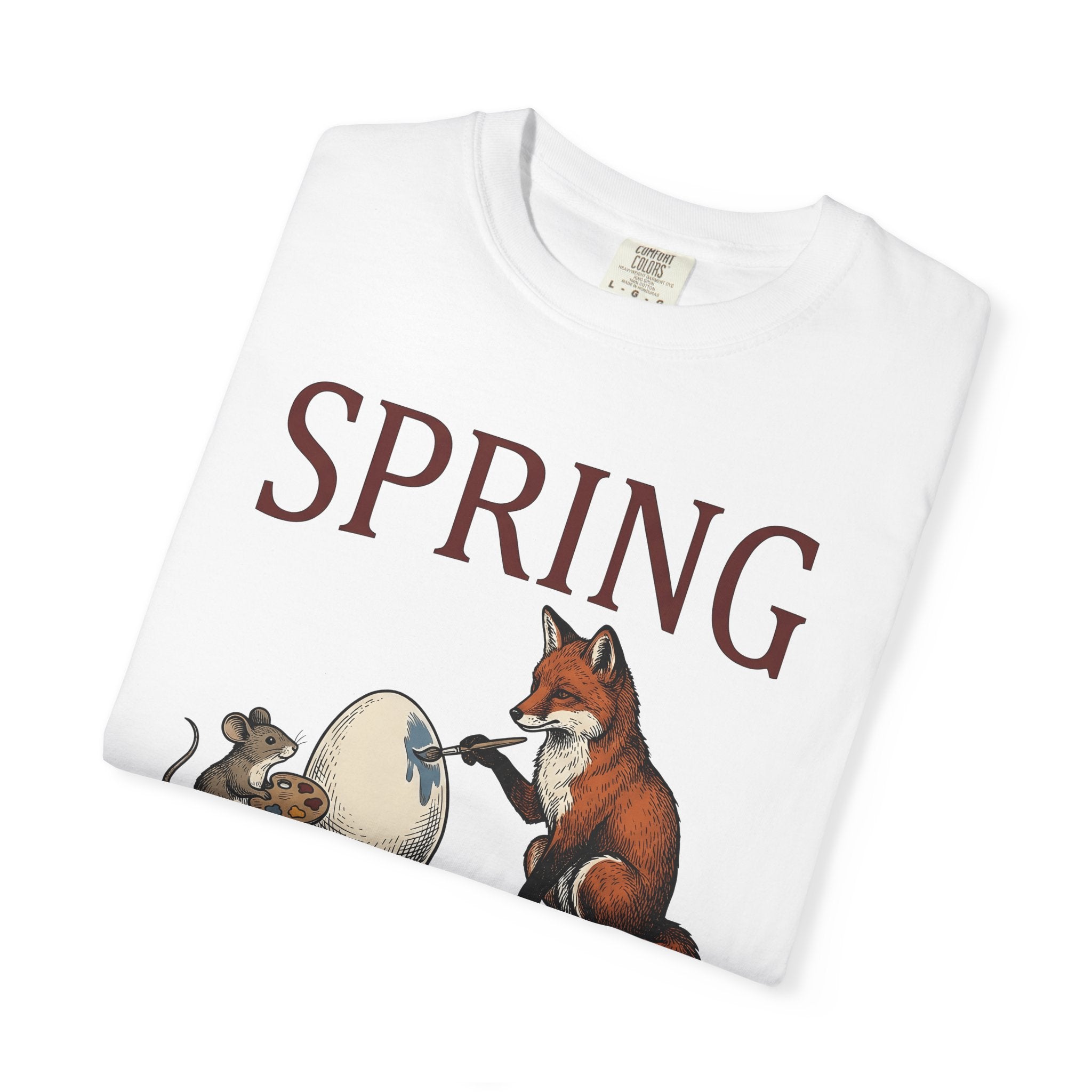 Fox Rodent Egg Shirt Easter Fauna Gift Women Classic Tee Vixen T-Shirt Easter Fan Retro Tshirt Wildlife Graphic Line Art Paint Brush Tshirt