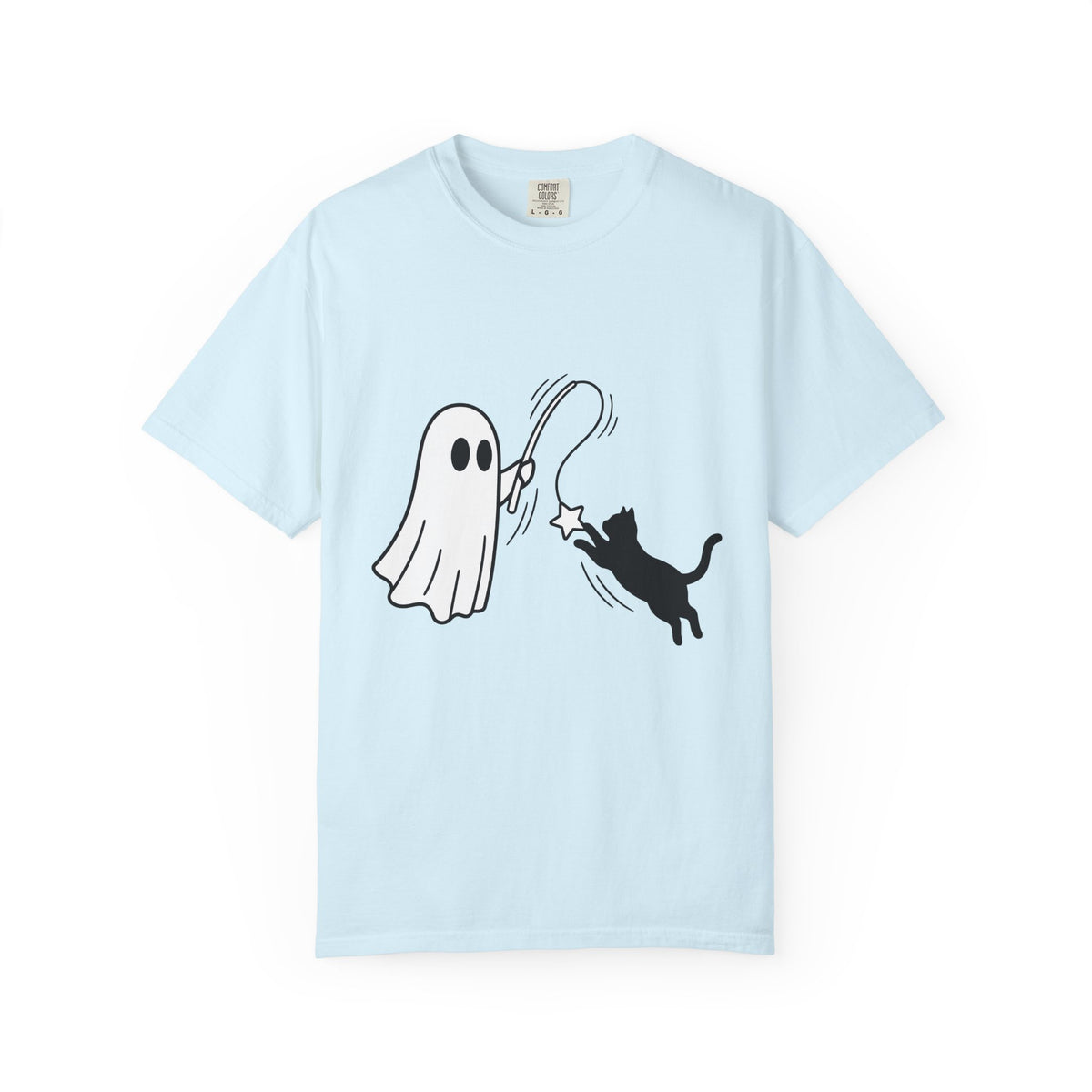 Spooky Cat Shirt Cat Holiday Gift Women Simple Tee Halloween Cat T-Shirt Cat Fan Black Cat Tshirt Holiday Graphic Comic Magic Stick Tshirt