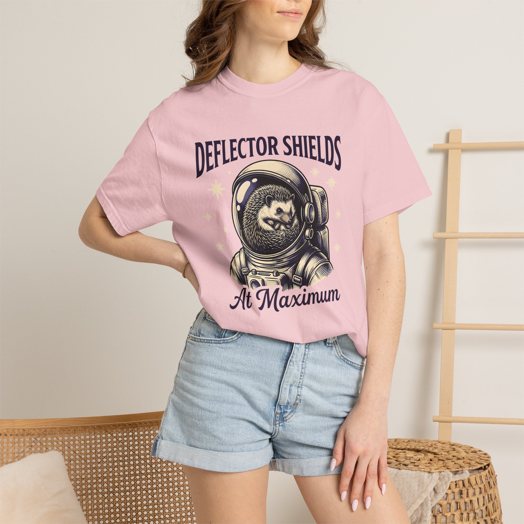 Hedgehog Astronaut Shirt Funny Animal Gift Women Retro Tee Porcupine T-Shirt Humor Fan Retrostyle Tshirt Creature Graphic Vintage Stars