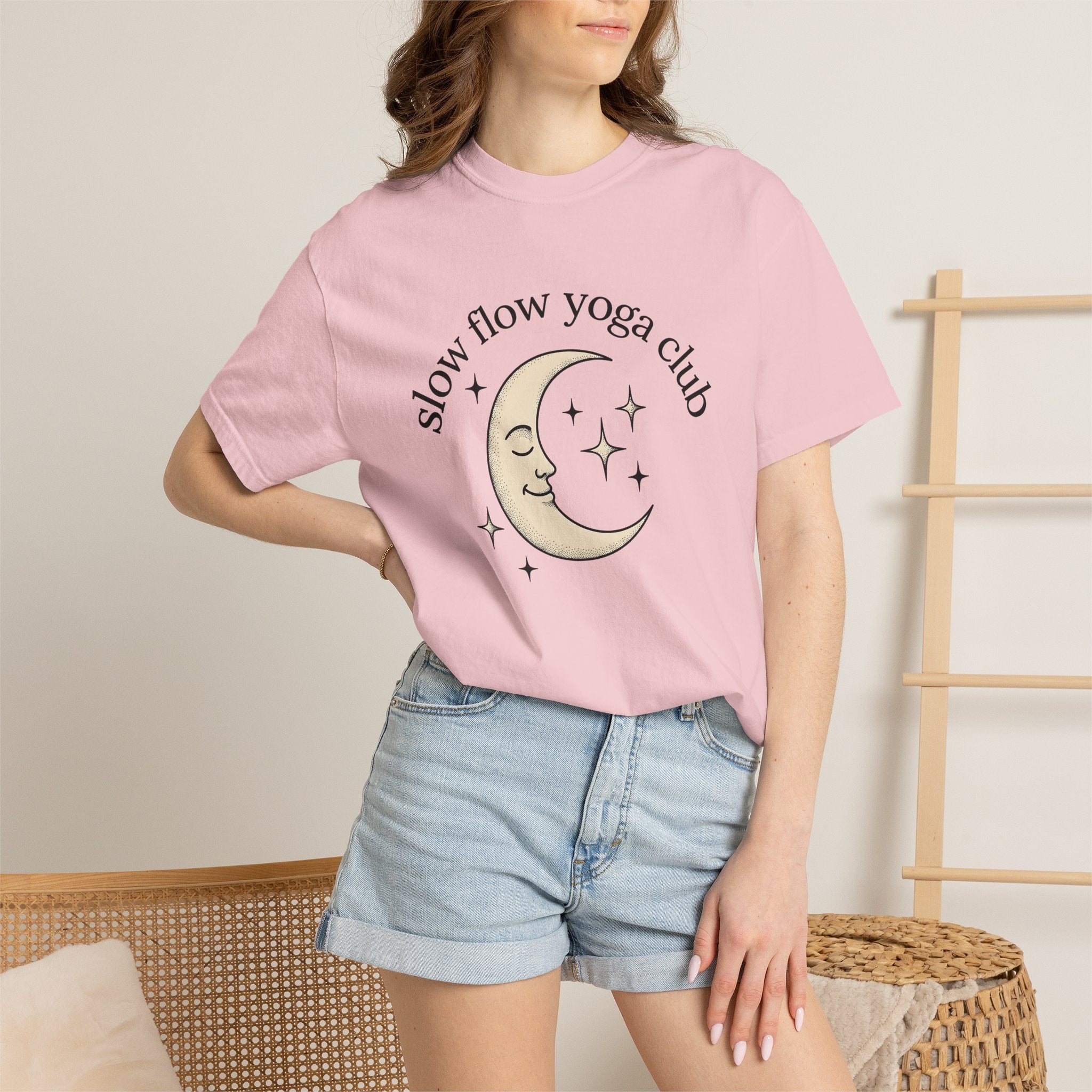 Crescent Moon Shirt Yoga Mindfulness Gift Women Hippie Tee Lunar T-Shirt Meditation Enthusiast Bohemian Tshirt Meditation Graphic Retro