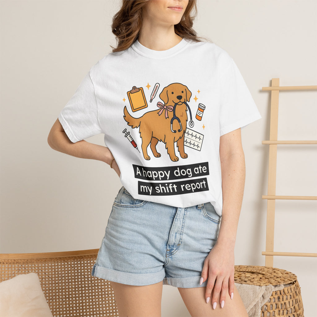 Retriever Dog Shirt Nurse Puppy Fan Gift Women Hand Drawn Tee Dog T-Shirt Healthcare Enthusiast Illustrated Graphic Dog Minimalist Vet