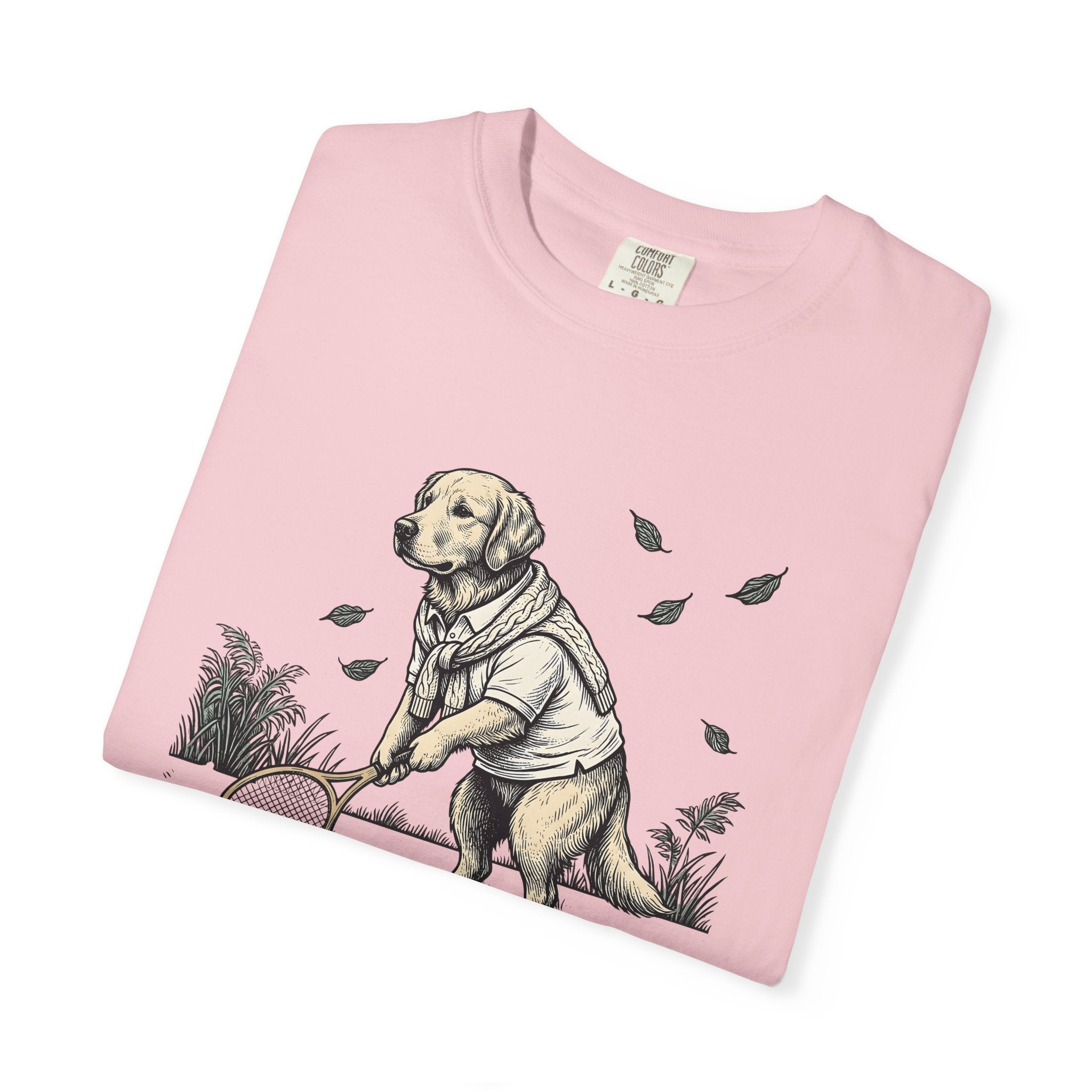 Golden Retriever Tennis Shirt Dog Athletics Gift Women Retro Tee Dog Tennis T-Shirt Dog Fan Vintage Tshirt Sports Graphic Sketch Tennis