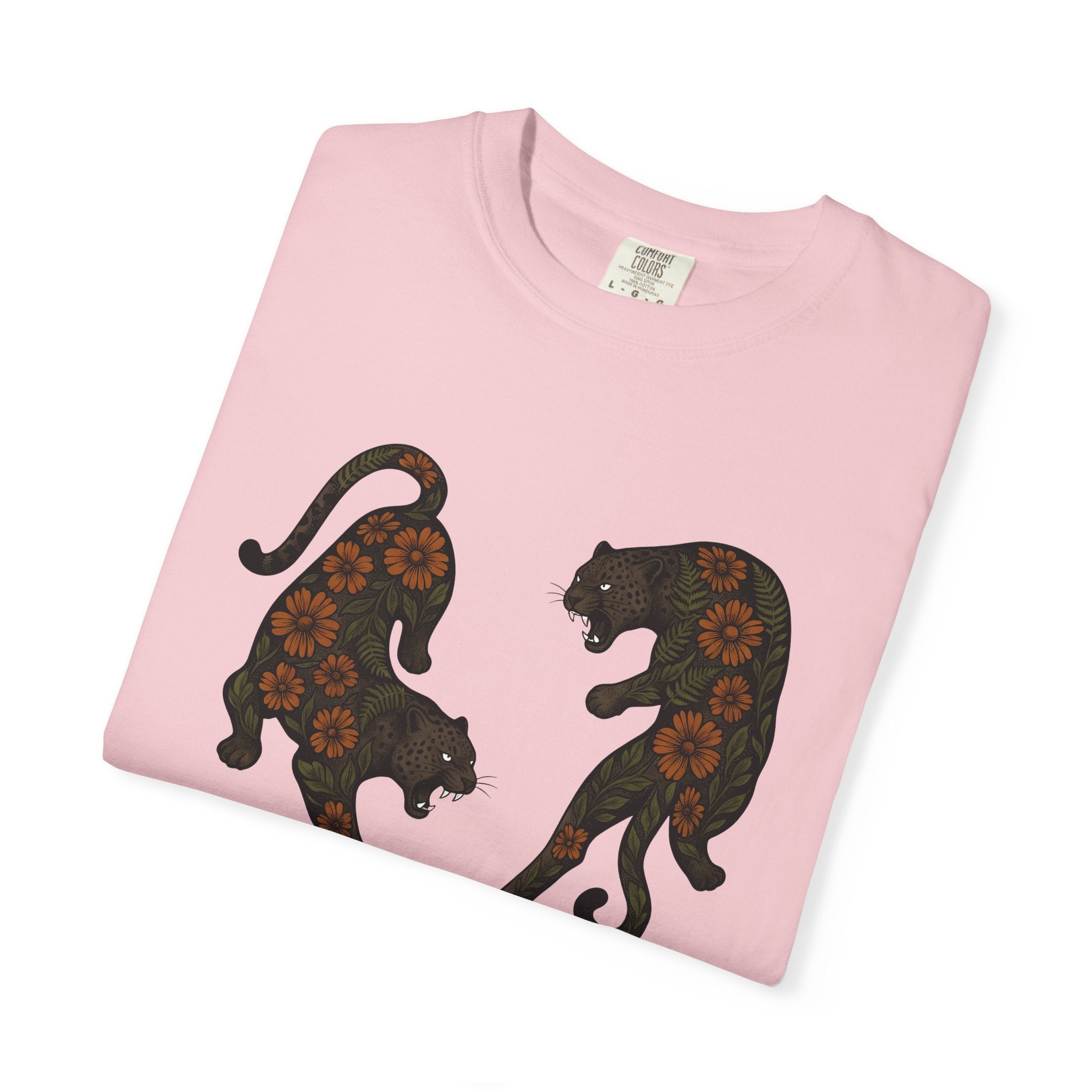 Blossom Panther Shirt Cat Flower Gift Women Neo Traditional Tee Panther T-Shirt Cat Fan Tattooed Tshirt Floral Graphic Hand Drawn Floral