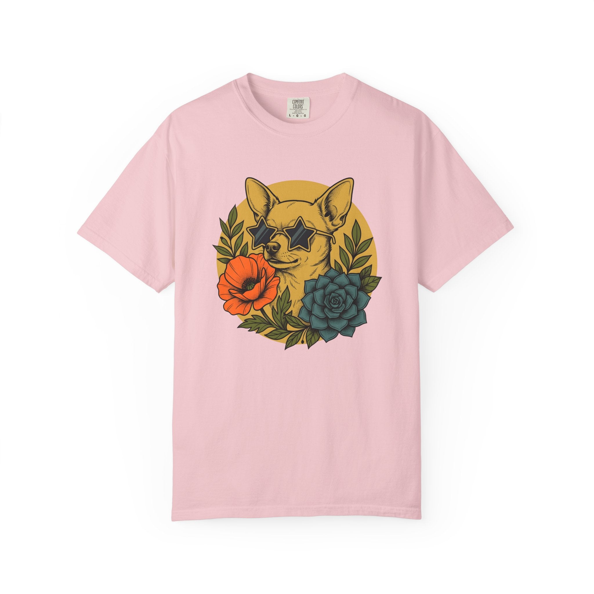 Chihuahua Pet Shirt Dog Garden Gift Women Tribal Tee Puppy T-Shirt Dog Fan Canine Tshirt Floral Graphic Classic Petals Tshirt