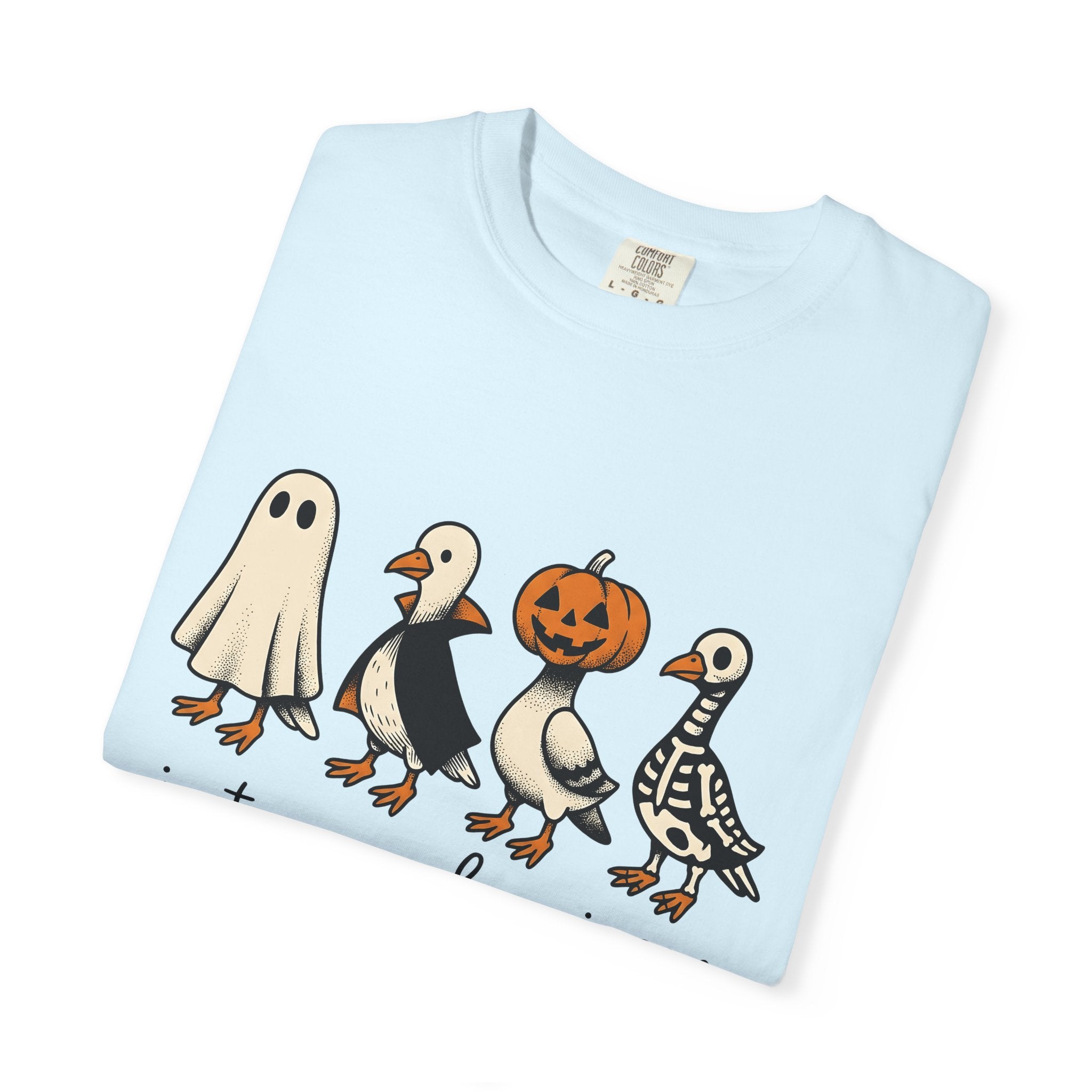 Dove Outfits Shirt Halloween Creatures Gift Women Animated Tee Pigeon T-Shirt Horror Fan Cartoon Tshirt Monster Graphic Sketch Halloween