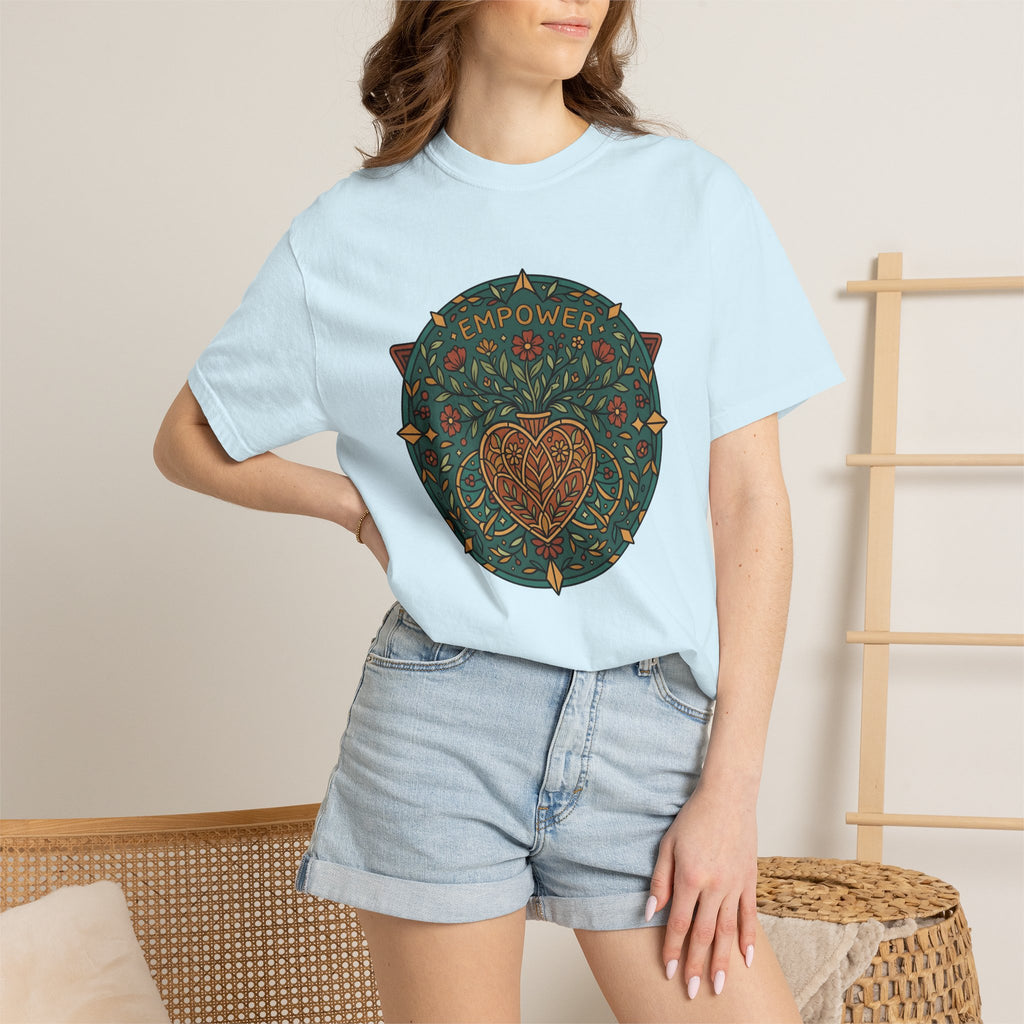 Heart Floral Mandala Shirt Boho Chic Empowerment Gift Women Folk Art Tee Mandala T-Shirt Bohemian Enthusiast Folk Tshirt Strong Graphic