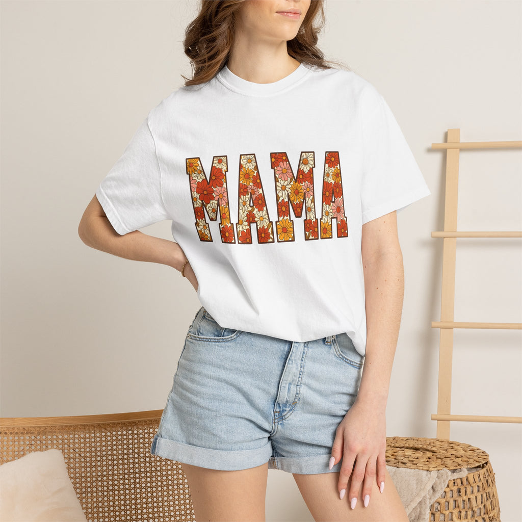 Floral Text Shirt Mom Floral Gift Women Boho Tee Typography T-Shirt Motherhood Enthusiast Bohemian Tshirt Floral Design Retro Daisies Tshirt