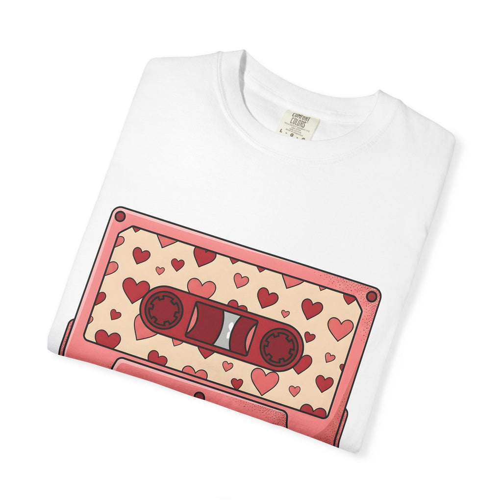 Tape Cassette Shirt Valentines Day Audio Gift Women Sketch Tee Cassette T-Shirt Valentine Fan Drawing Tshirt Sound Graphic Old School Love