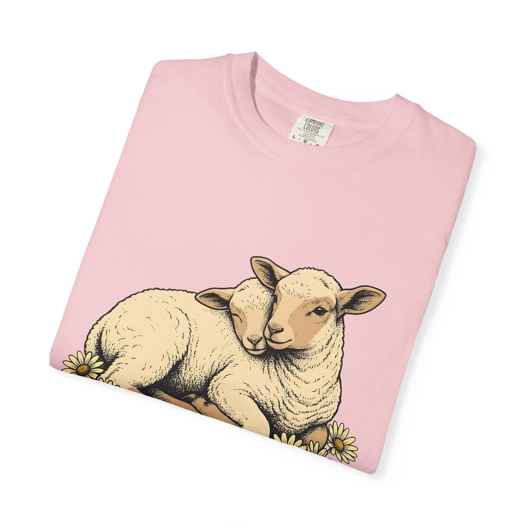 Young Lambs Shirt Easter Pets Gift Women Line Art Tee Lamb T-Shirt Easter Fan Baby Sheep Tshirt Animal Graphic Classic Flower Bouquet Tshirt