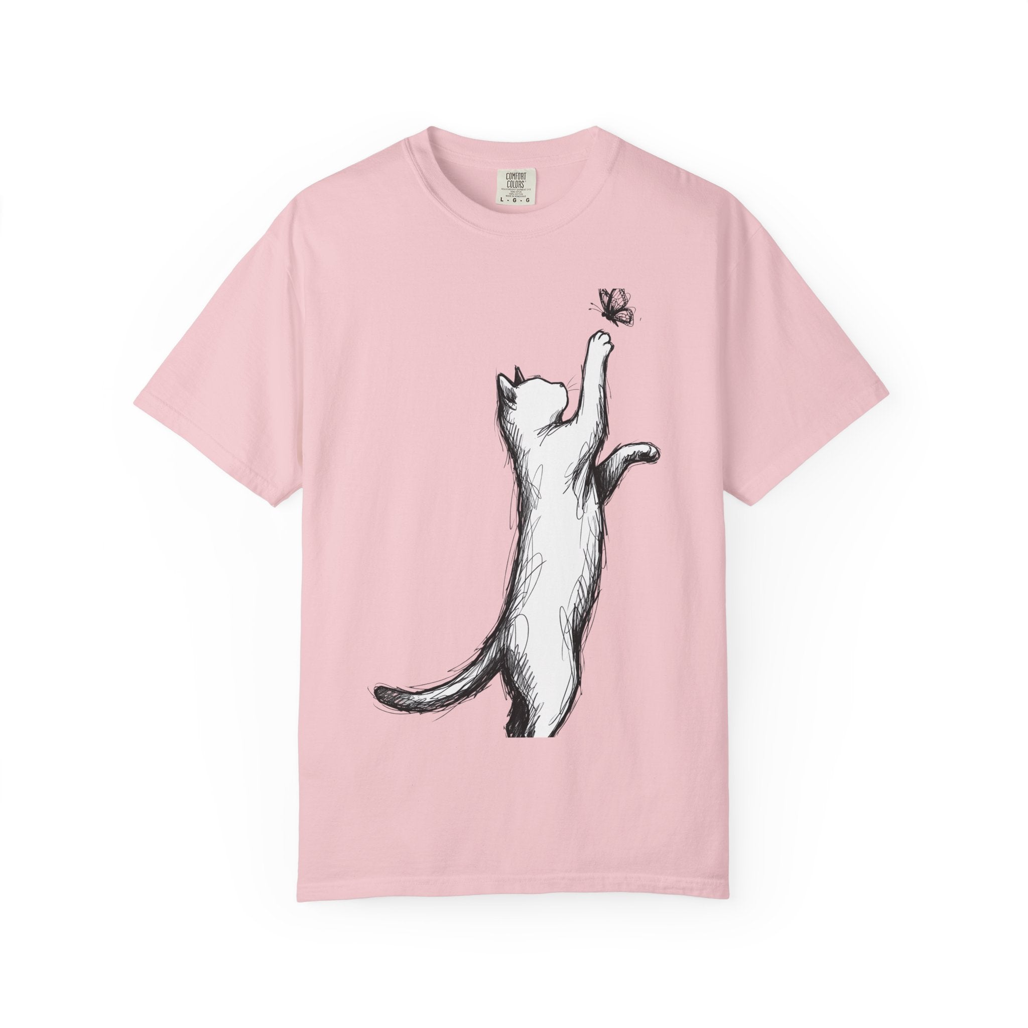 Cat Drawing Shirt Cat Wildlife Gift Women Simple Tee Kitty T-Shirt Cat Fan Feline Tshirt Wildlife Graphic Animal Doodle Bug Tshirt