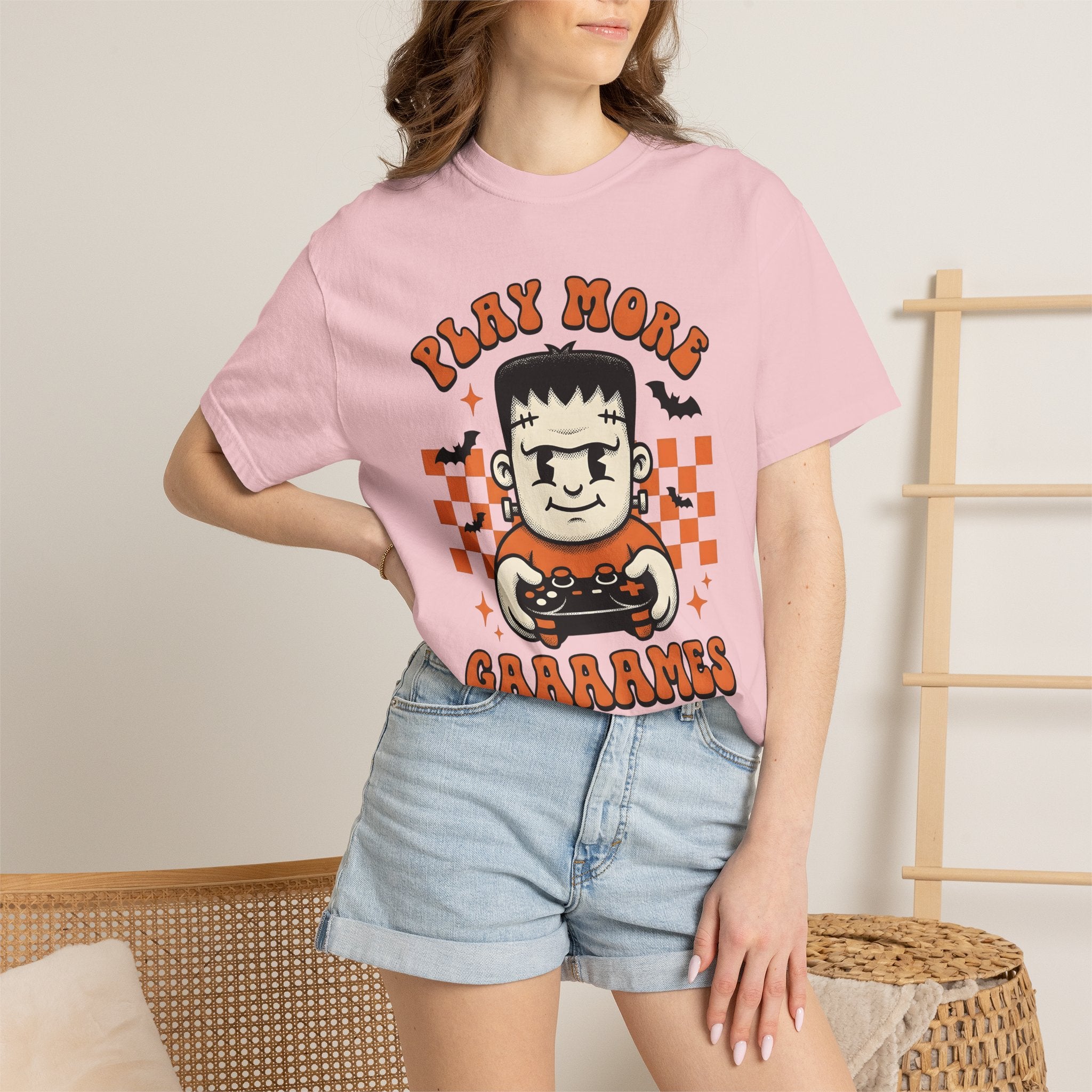 Monster Video Game Shirt Halloween Consoles Gift Women Animated Tee Gaming T-Shirt Horror Fan Retro Tshirt Console Graphic Classic Bat Wings