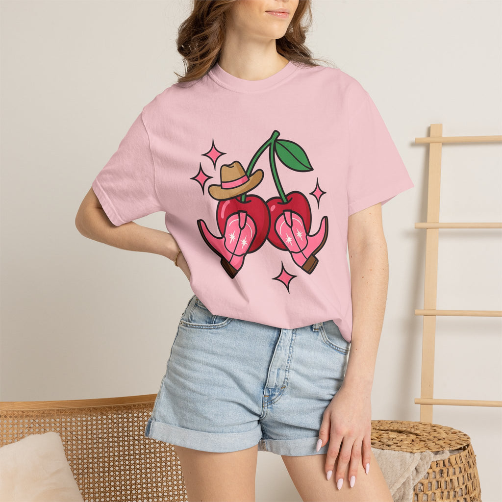 Cherry Cowboy Boots Shirt Cowgirl Western Gift Women Cartoon Tee Cowboy Boot T-Shirt Rodeo Fan Cowboy Art Tshirt Country Graphic Retro