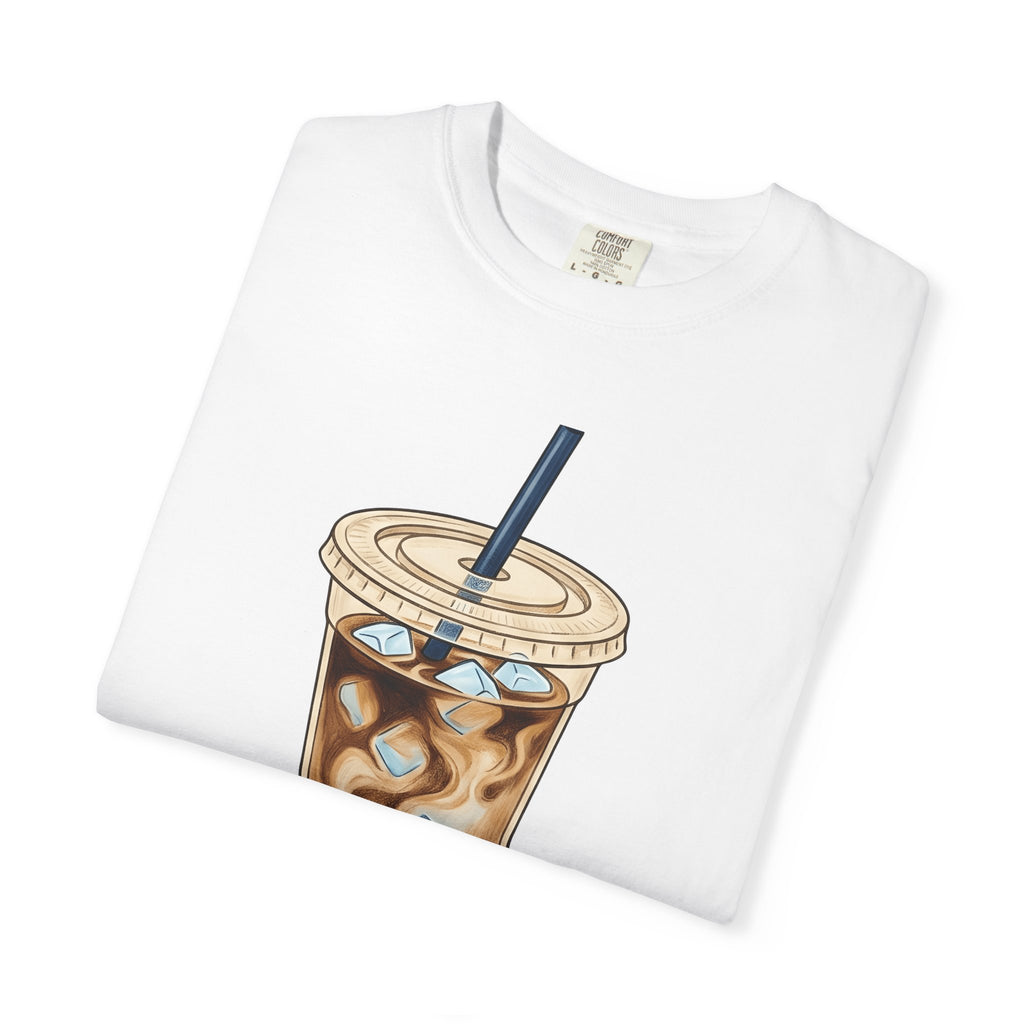 Cold Coffee Cup Shirt Coffee Gourmet Gift Women Comic Tee Coffee Mug T-Shirt Coffee Fan Cartoon Tshirt Gourmet Design Vintage Frozen Cubes