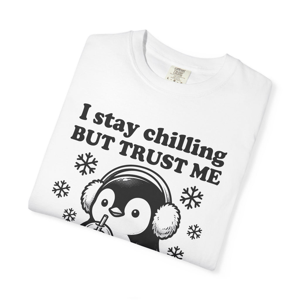 Penguin Drink Shirt Funny Fauna Gift Women Hand Drawn Tee Puffin T-Shirt Comedian Fan Cartoon Tshirt Wildlife Graphic Classic Frozen Flakes