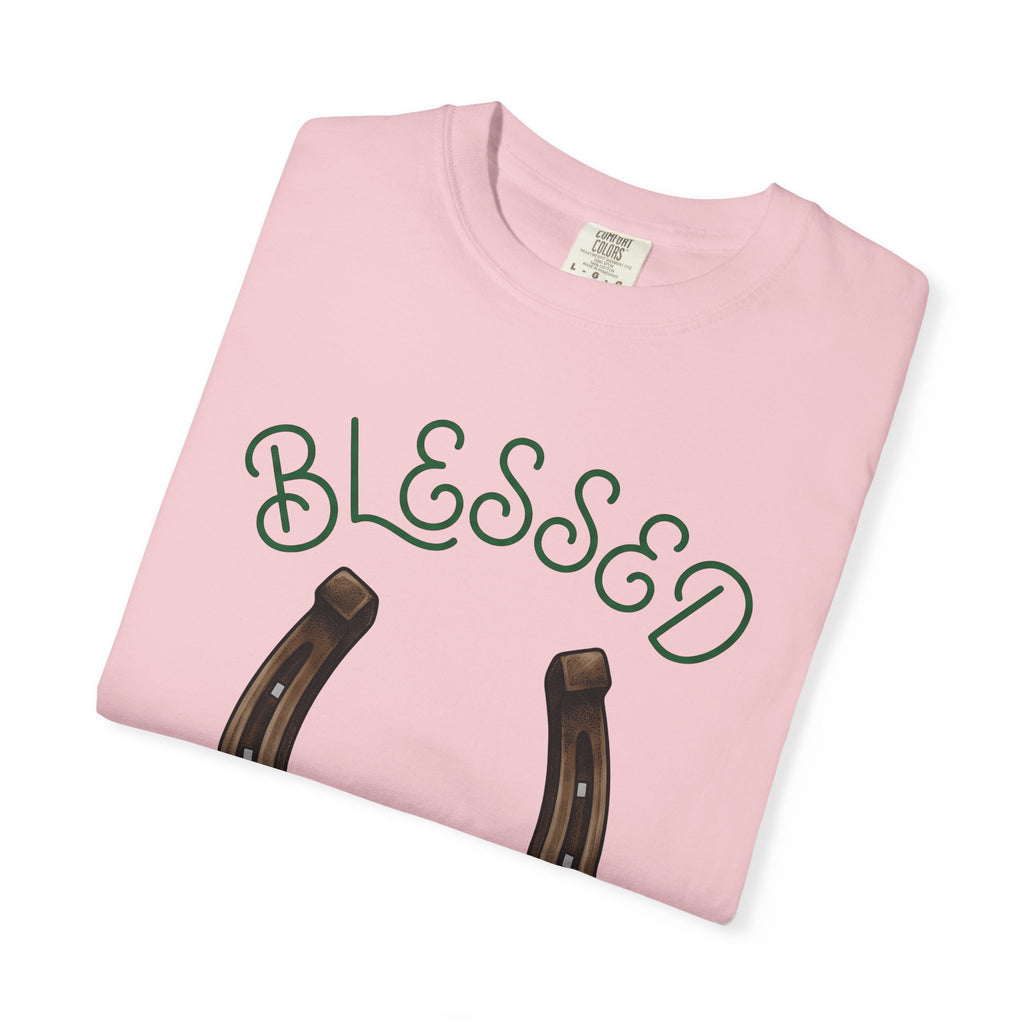 Shamrock Horseshoe Shirt St Patrick's Day Amulet Gift Women Line Art Tee Lucky Charm T-Shirt St Patricks Fan Claddagh Tshirt Charm Graphic