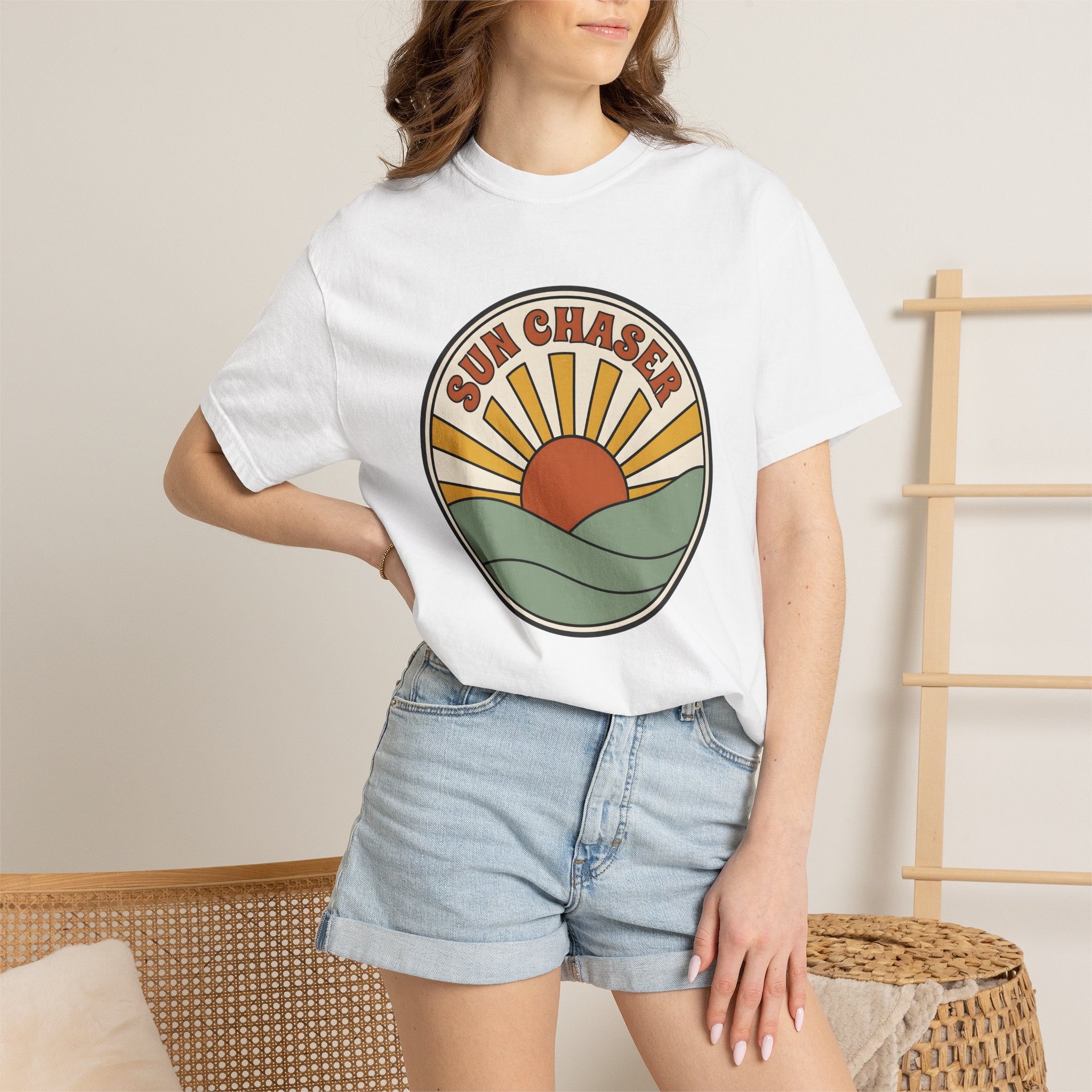 Evening Landscape Shirt Boho Chic Wilderness Gift Women Hand Drawn Tee Sunset T-Shirt Hippie Fan Illustrated Tshirt Mountain Graphic Sketch