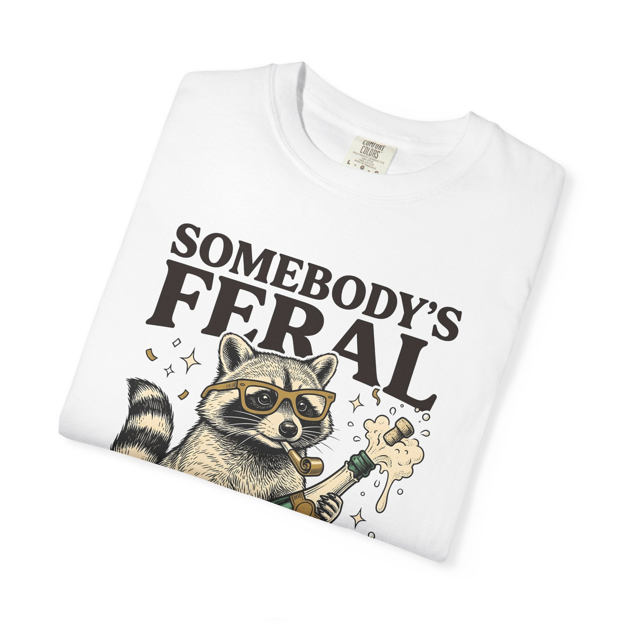 Raccoon Bubbly Shirt Holiday Event Gift Women Old School Tee Trash Panda T-Shirt Celebration Fan Retro Tshirt Party Graphic Classic Glitter