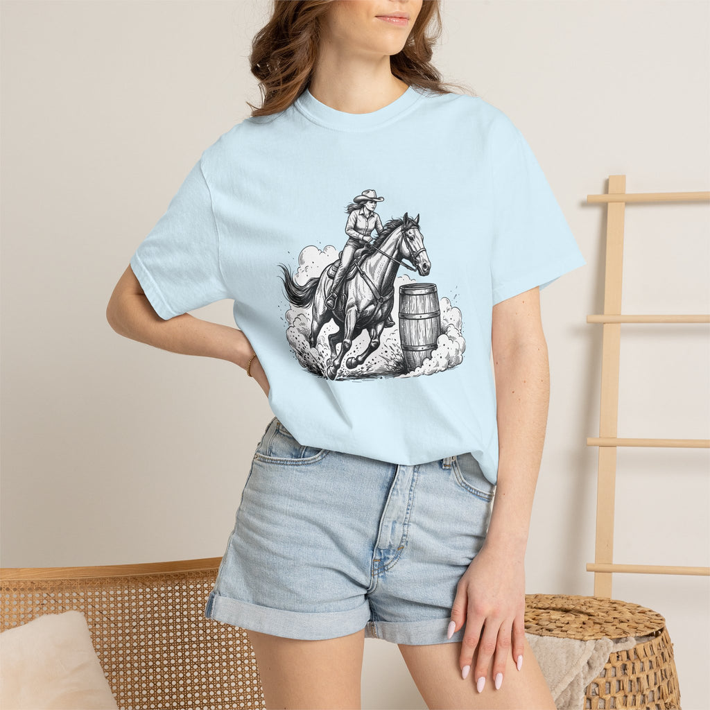 Equestrian Rider Shirt Cowgirl Country Gift Women Old School Tee Horseback Rider T-Shirt Cowgirl Fan Rodeo Tshirt Rural Graphic Ink Drawing