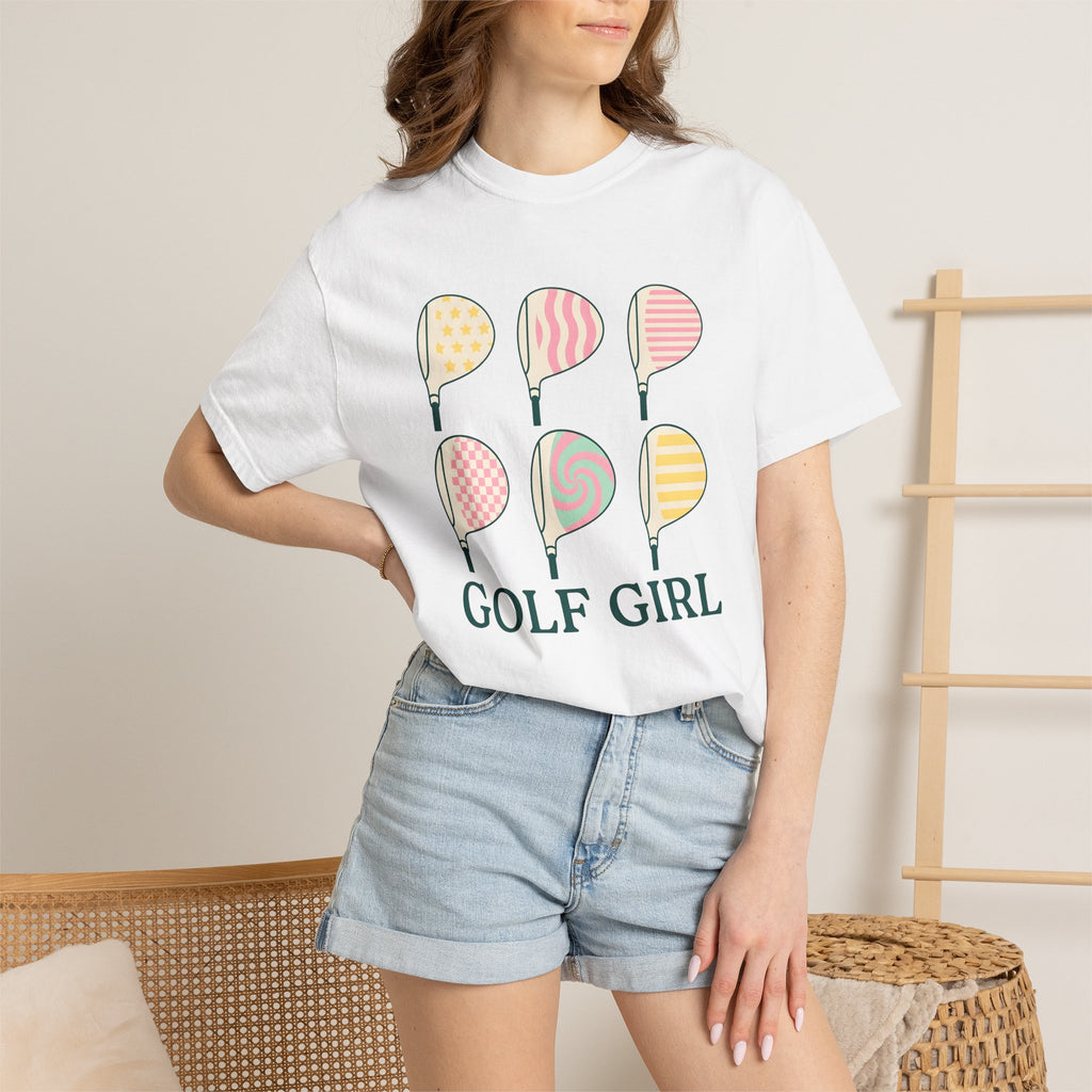 Golf Clubs Shirt Golf Fitness Gift Women Modern Tee Golf Clubs T-Shirt Golfer Enthusiast Contemporary Tshirt Workout Graphic Classic Light