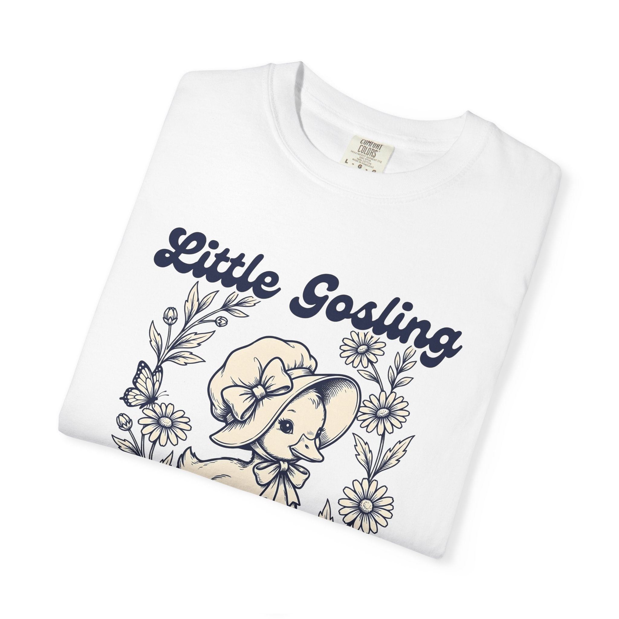 Duck Baby Shirt Farm Animals Garden Gift Women Classic Tee Duckling T-Shirt Livestock Fan Vintage Tshirt Floral Graphic Line Art Daisy Bloom