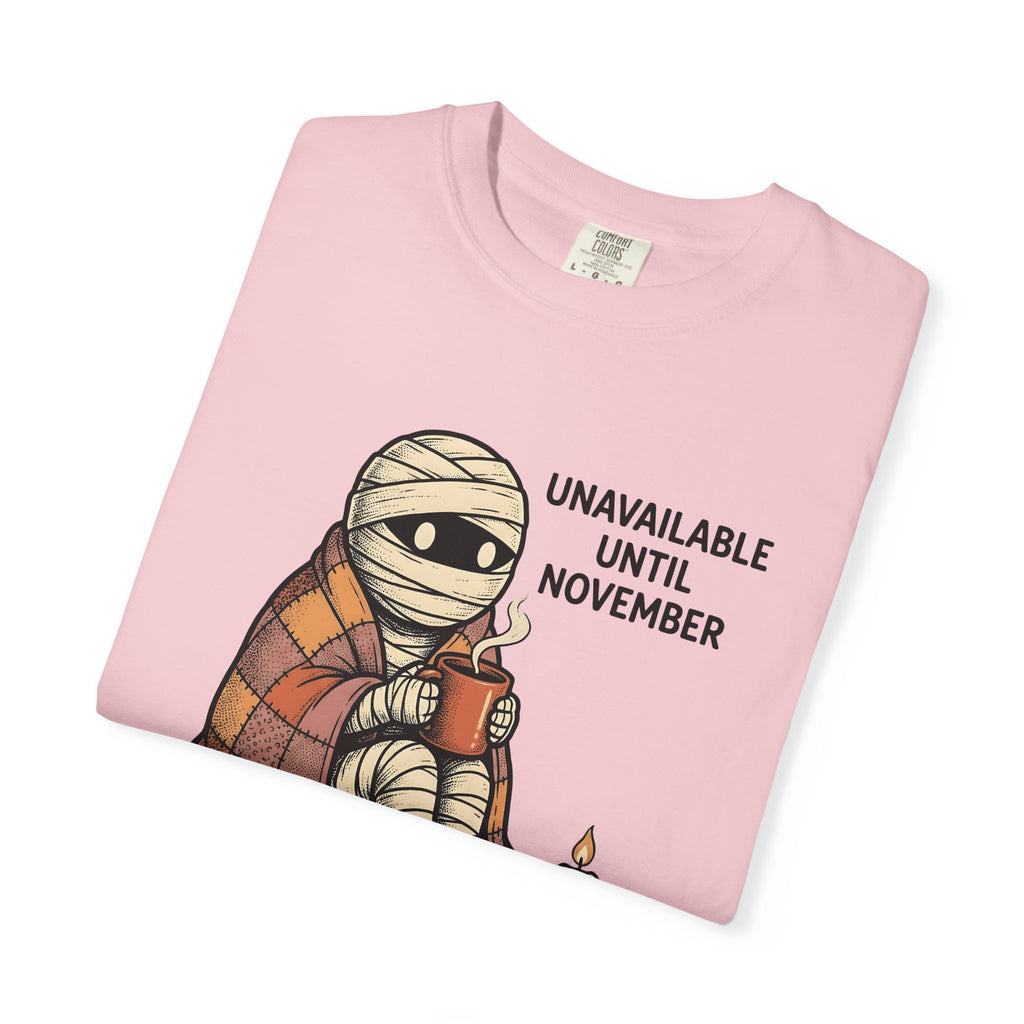 Mummy Coffee Shirt Halloween Cozy Gift Women Cartoon Tee Coffee T-Shirt Horror Fan Comic Tshirt Snug Graphic Retro Candle Tshirt