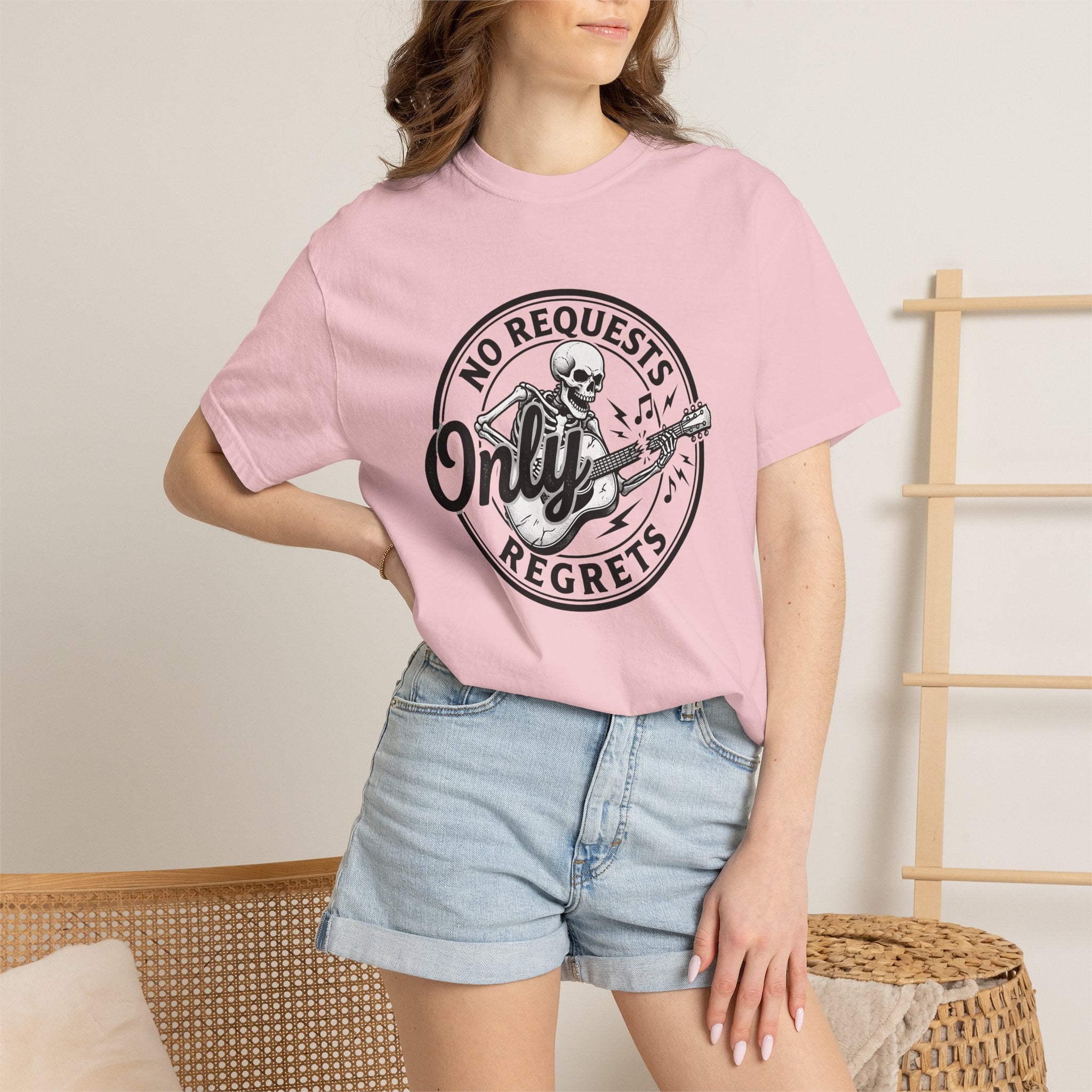 Skeleton Guitar Shirt Funny Melody Gift Women Classic Tee Guitar T-Shirt Humor Fan Vintage Tshirt Harmony Graphic Doodle Music Symbols