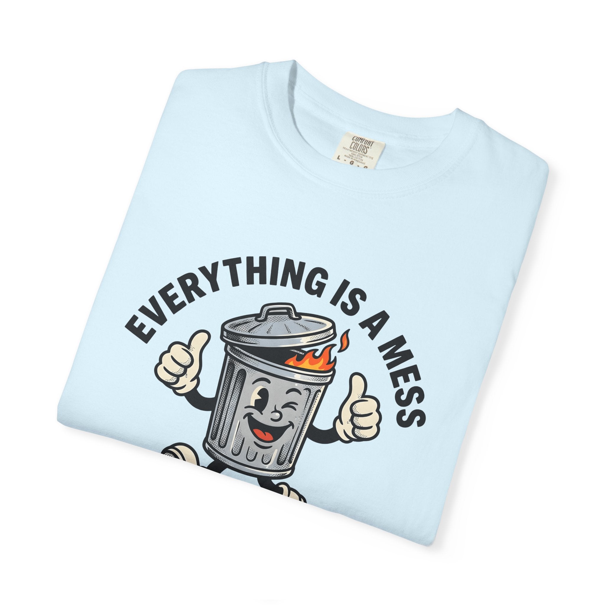 Garbage Bin Character Shirt Cute Jokes Gift Women Comic Tee Trash Can T-Shirt Funny Fan Cartoon Tshirt Humor Graphic Retro Flames Tshirt