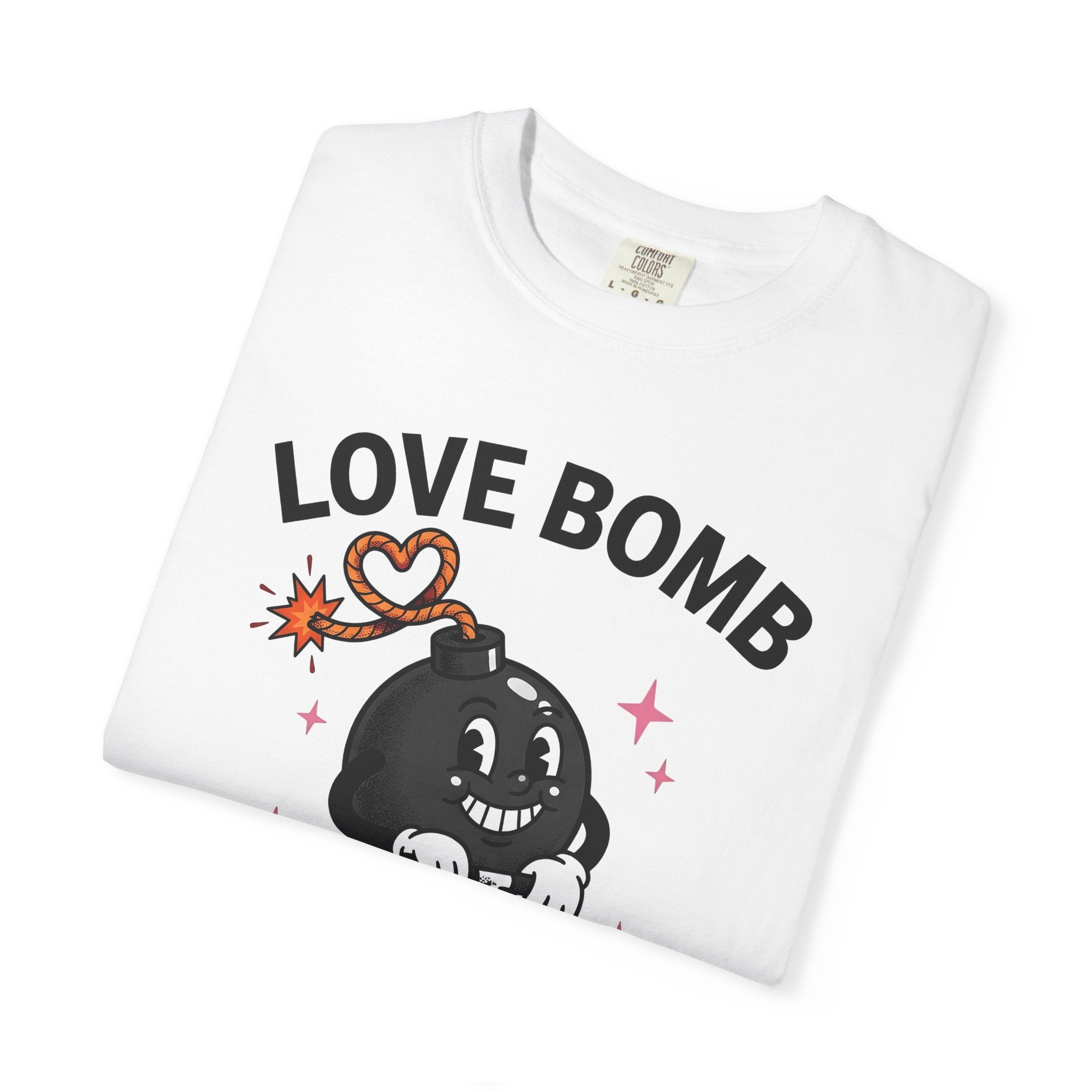 Cartoon Bomb Icon Shirt St. Valentine's Day Duos Gift Women Retro Tee Explosive T-Shirt Valentine Fan Vintage Tshirt Couples Graphic Hand
